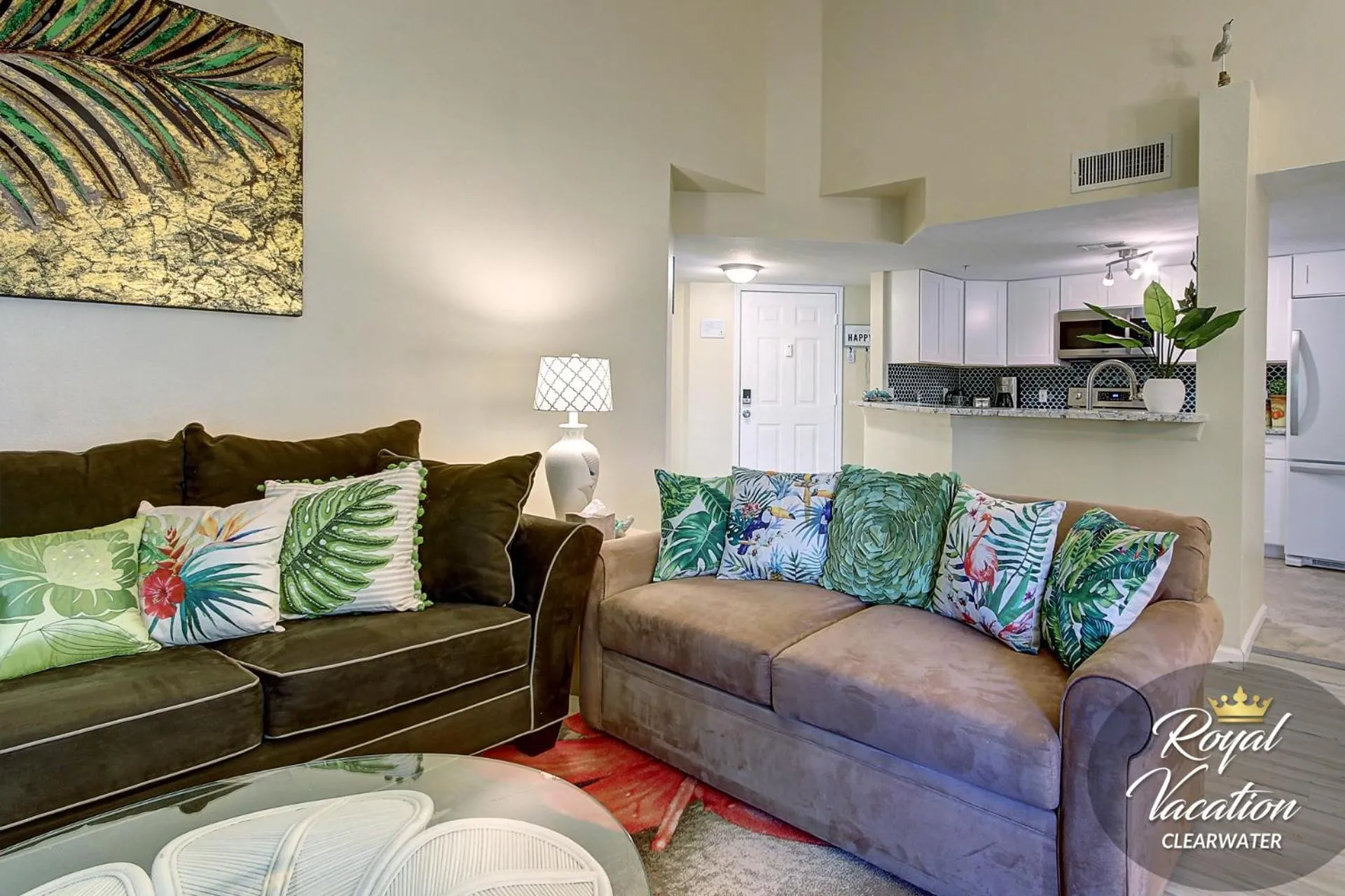 Living room in Royal Tropical at Avalon Clearwater - Pool & Free Parking - 10 Min Drive to Clearwater Beach
