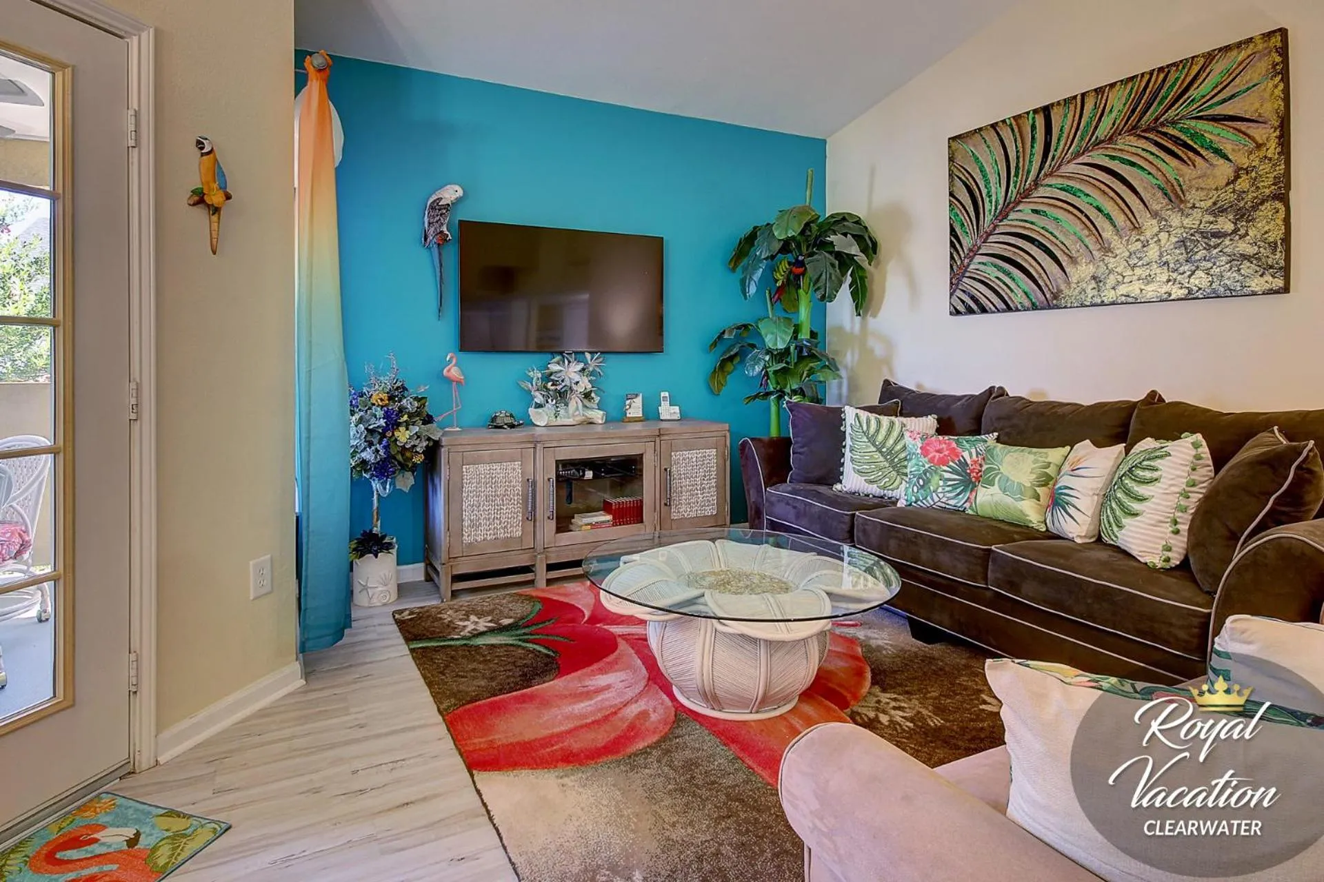 Living room in Royal Tropical at Avalon Clearwater - Pool & Free Parking - 10 Min Drive to Clearwater Beach