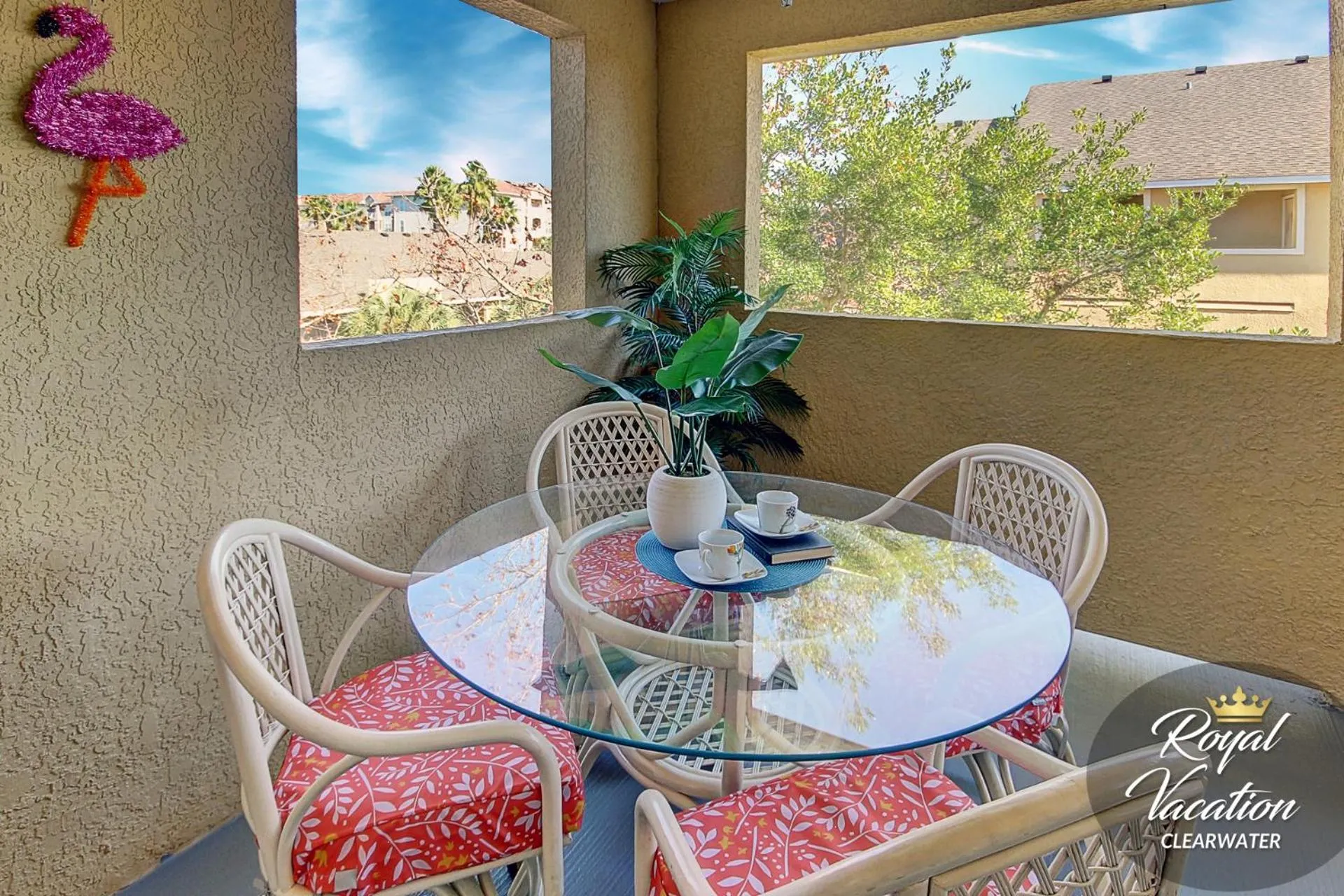 Patio in Royal Tropical at Avalon Clearwater - Pool & Free Parking - 10 Min Drive to Clearwater Beach