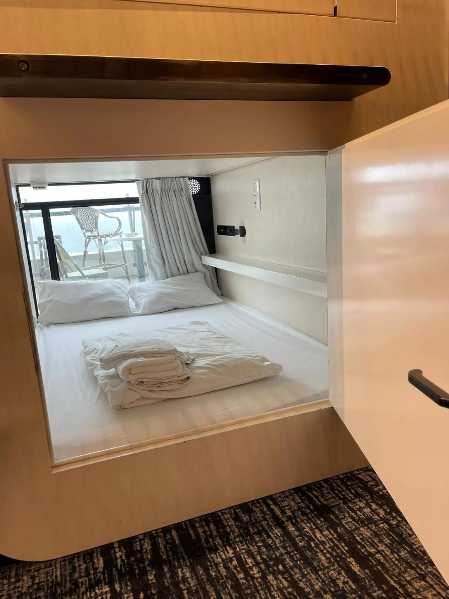 View (from property/room), Bed in The O Pod Capsule Hotel