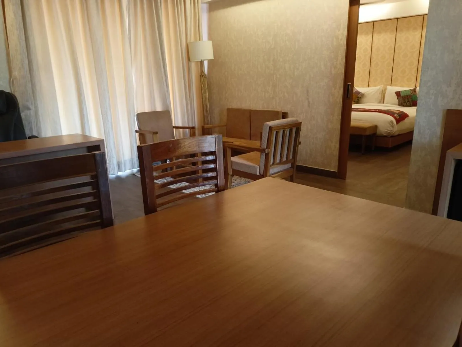 Dining area, Bed in Abhyagama Hotel