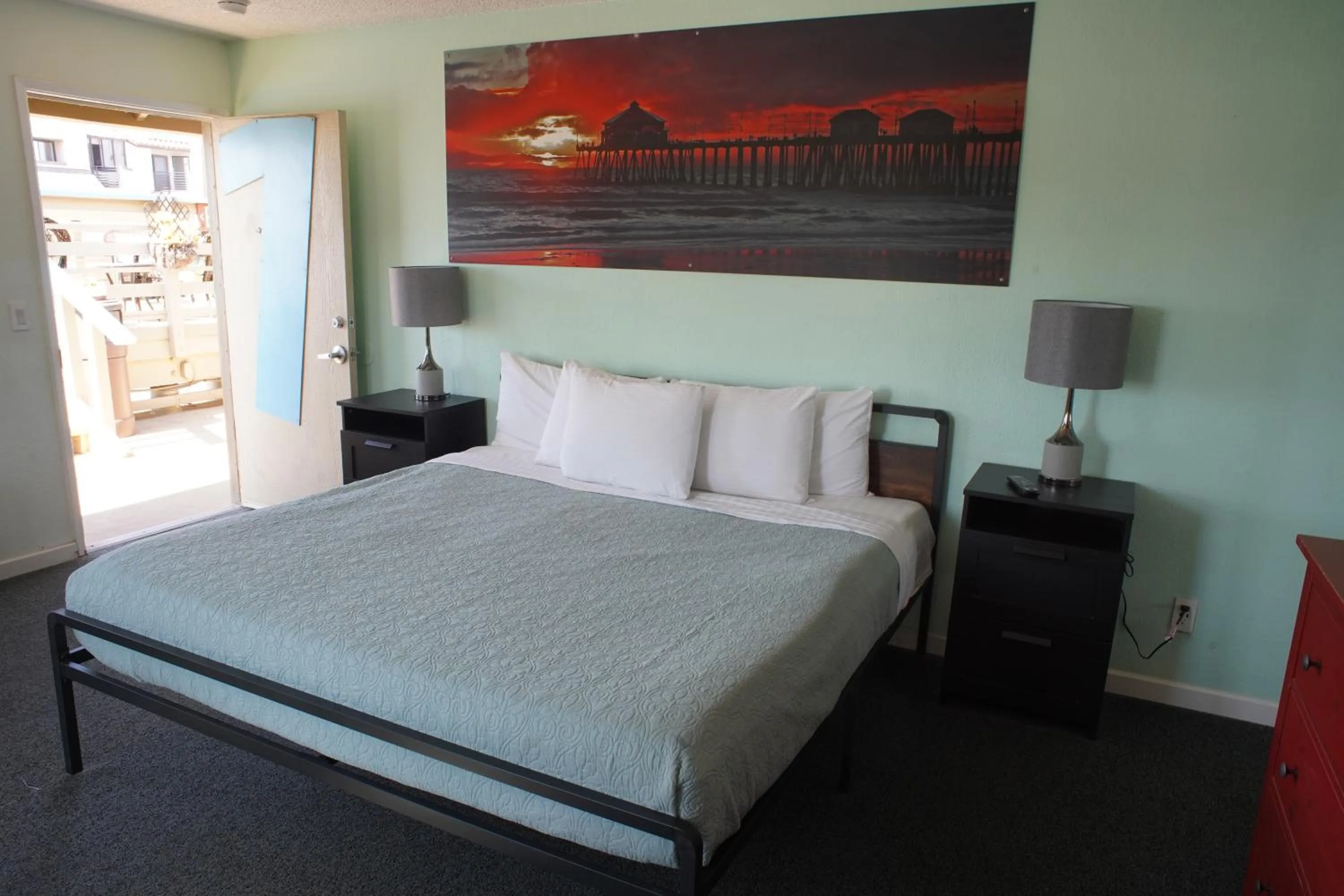 Bedroom in Huntington Surf Inn