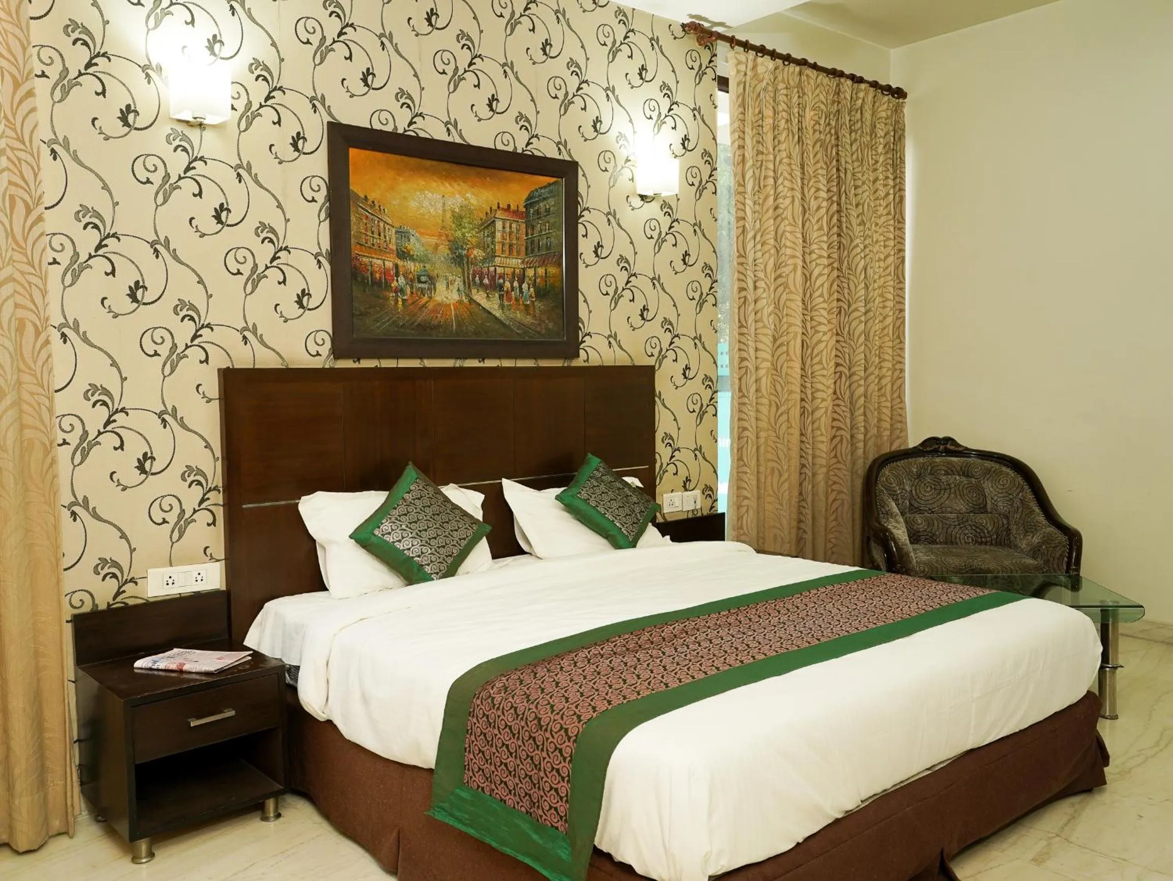 Photo of the whole room, Bed in Lime Tree Hotel Sushant Lok Gurgaon Sector 29 Next to IFFCO CHOWK metro