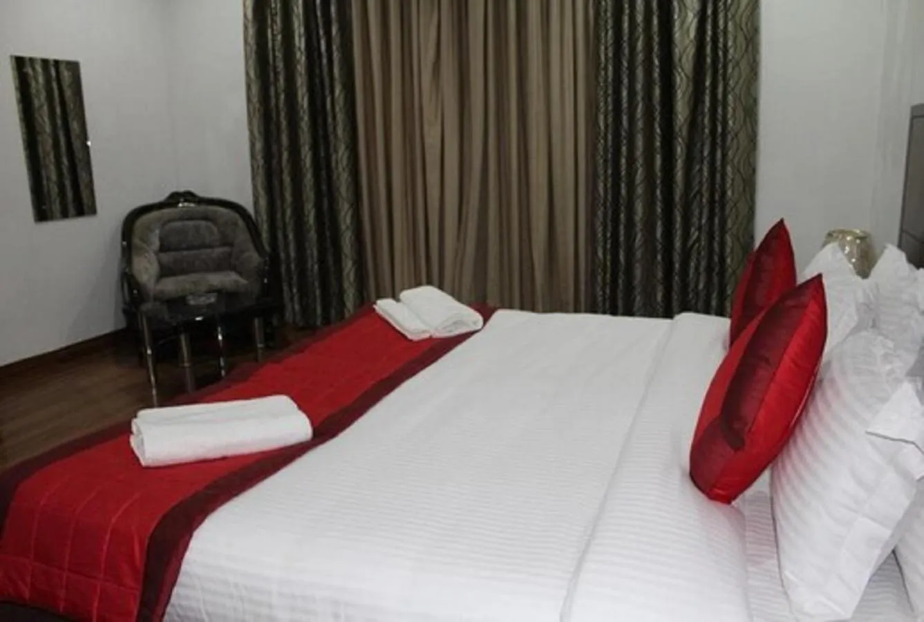 View (from property/room), Bed in Lime Tree Hotel Sushant Lok Gurgaon Sector 29 Next to IFFCO CHOWK metro