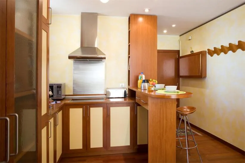 Kitchen or kitchenette in Gaudi penthouse with terrace views