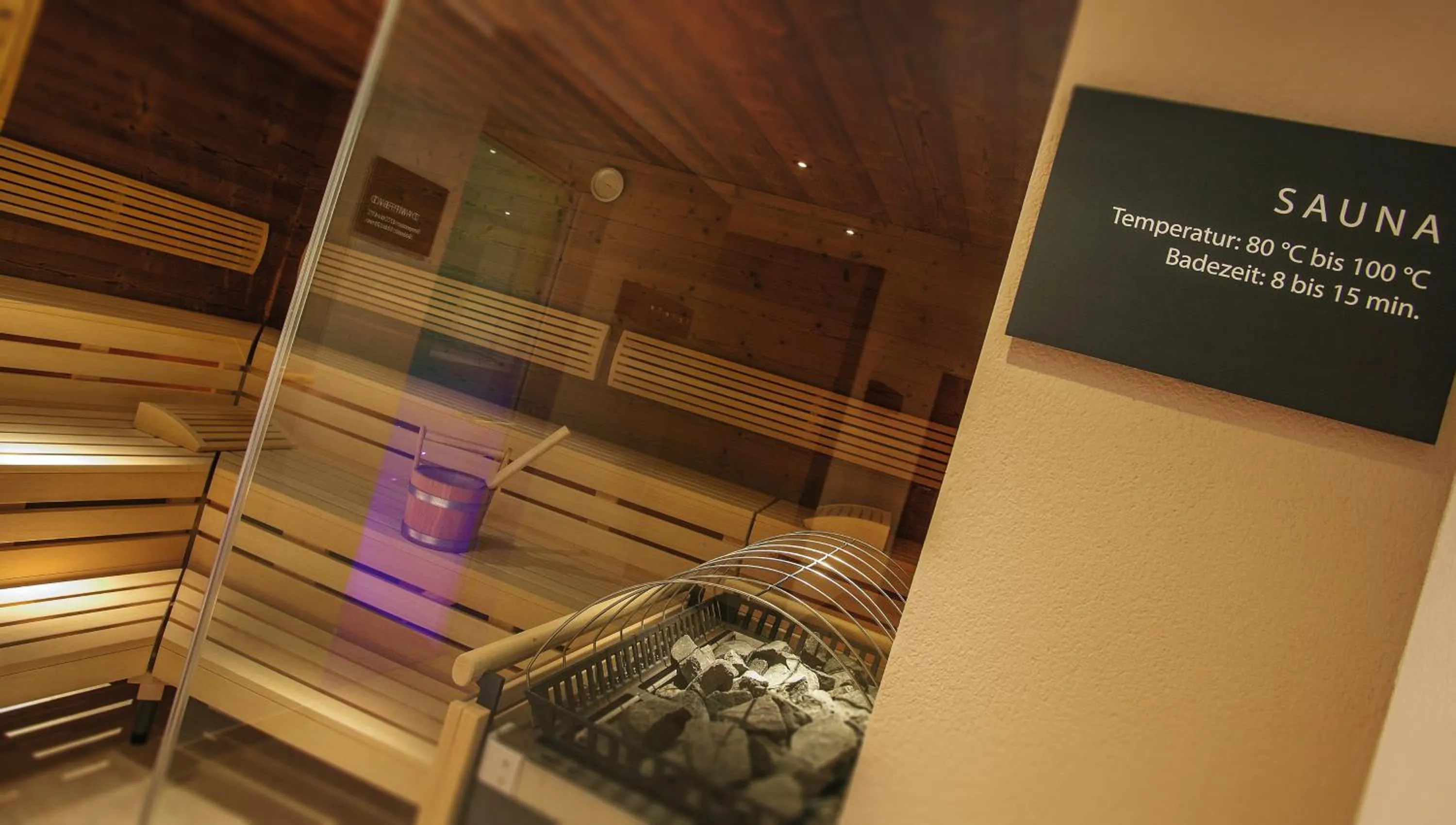 Sauna in Apparthotel Talhof, Restaurant, Pool und Spa