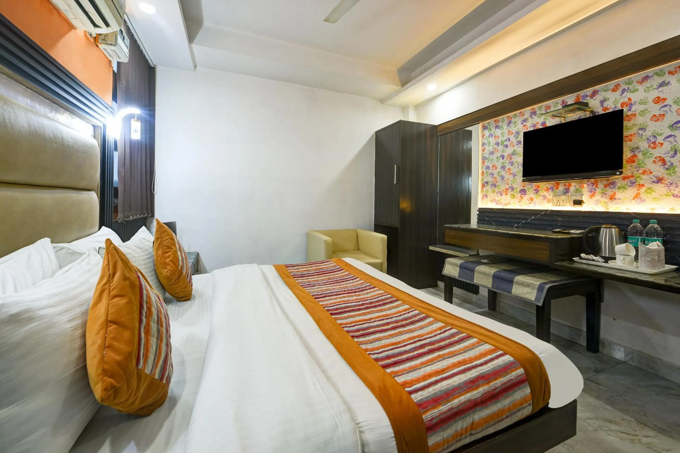 Bedroom, Bed in Hotel Shri Vinayak in City Centre at New Delhi Railway Station-By RCG Hotels
