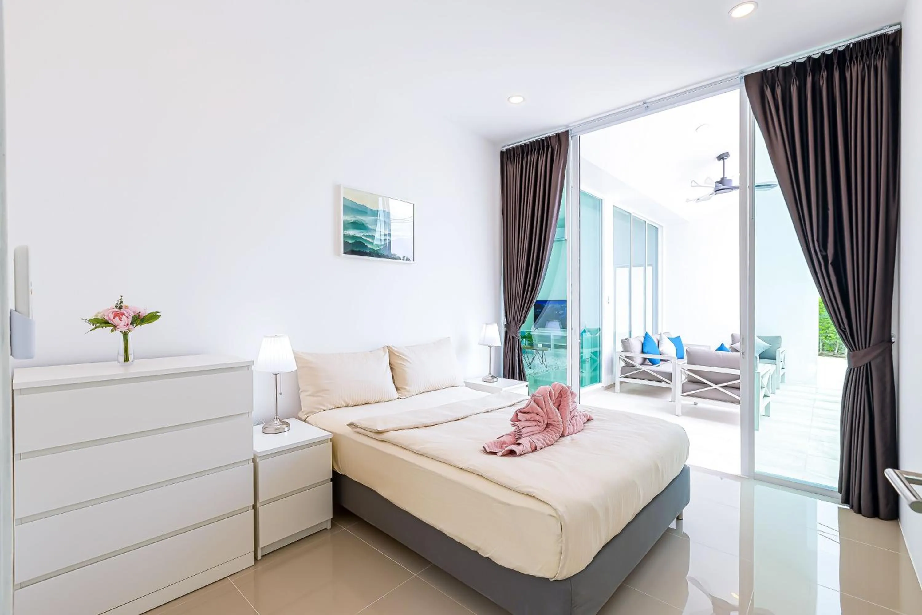 Bedroom, Bed in Modern 3 Bedroom Private Pool Villa KH-A1