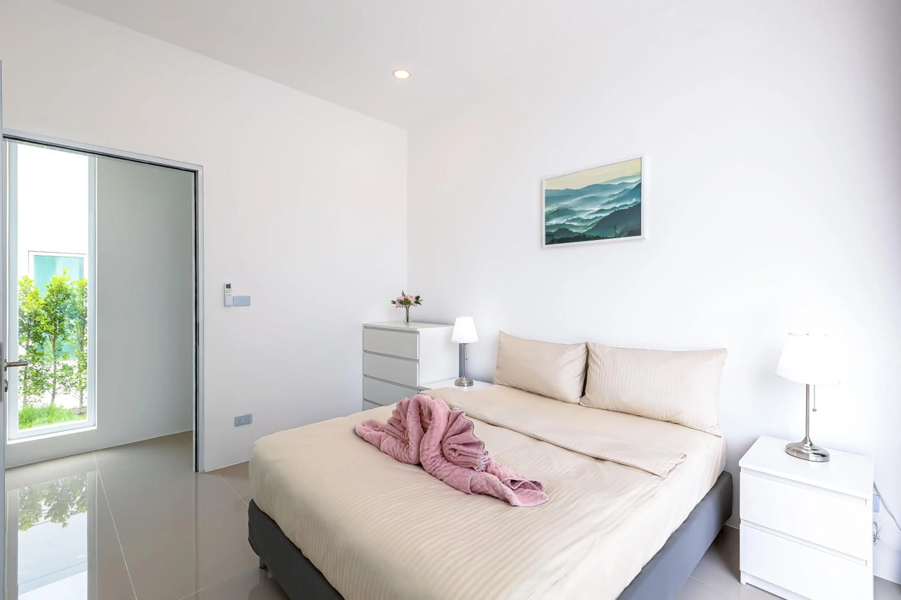 Bedroom, Bed in Modern 3 Bedroom Private Pool Villa KH-A1