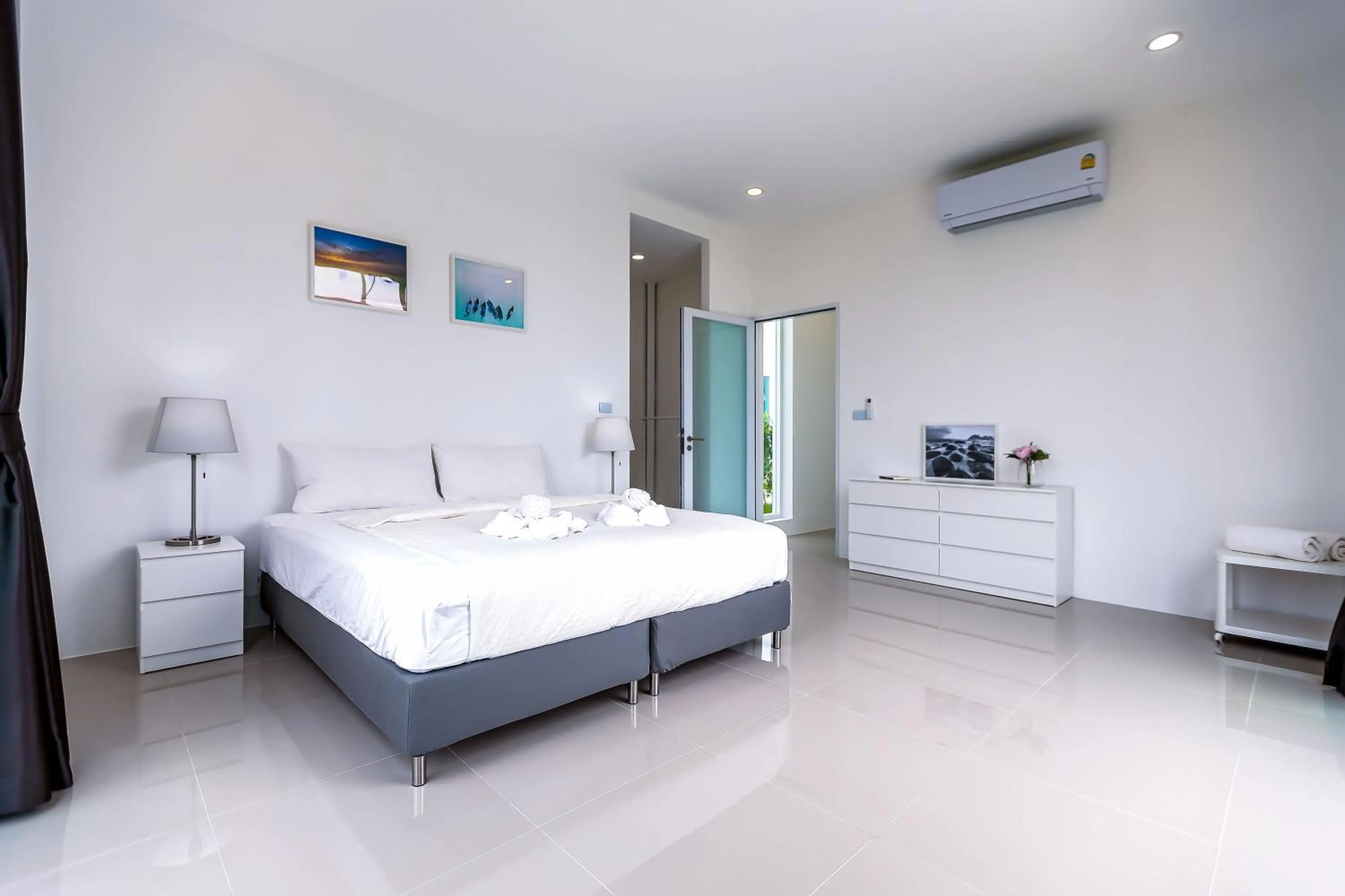 Bedroom, Bed in Modern 3 Bedroom Private Pool Villa KH-A1