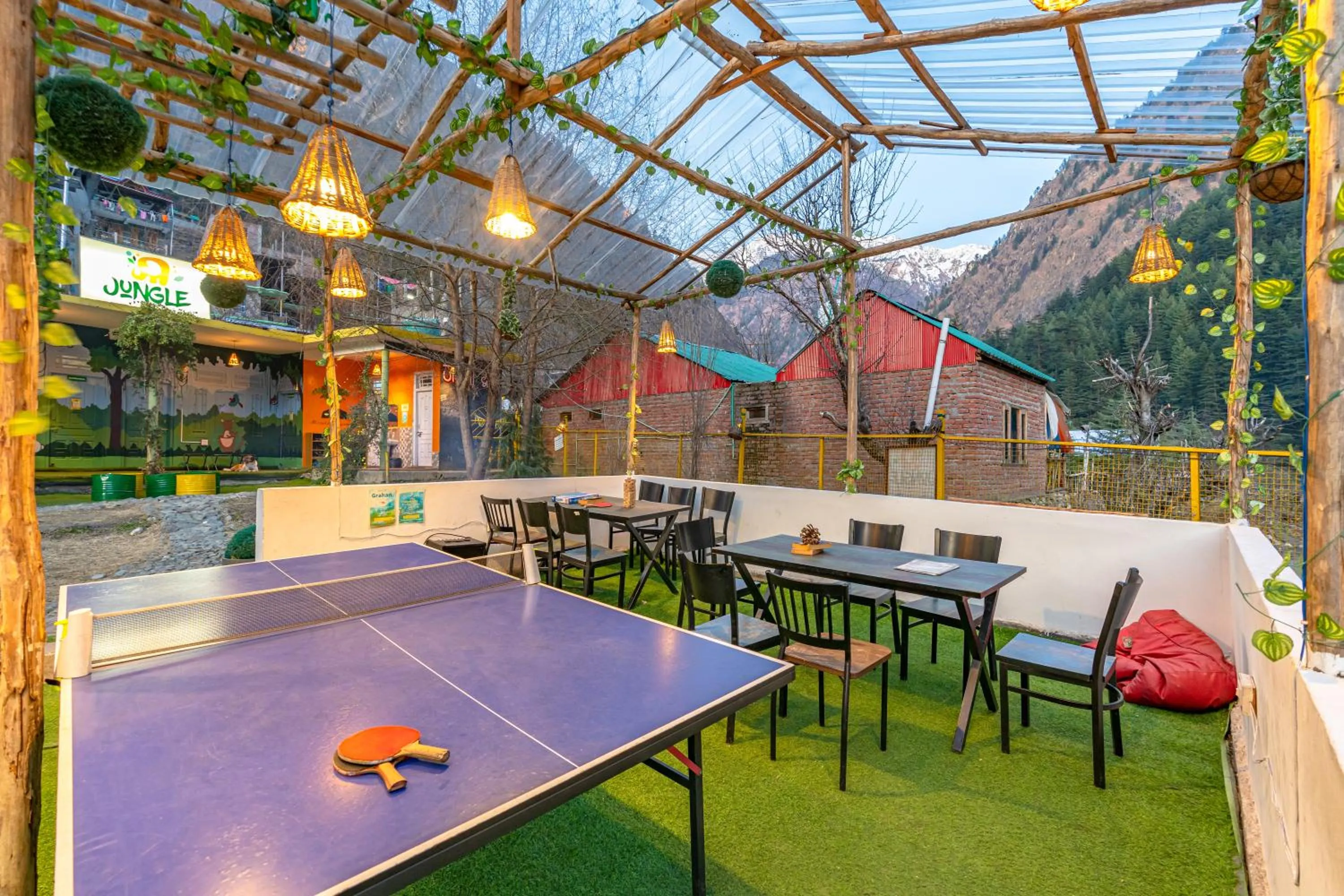 Seating area in Jungle Hostel by Whoopers