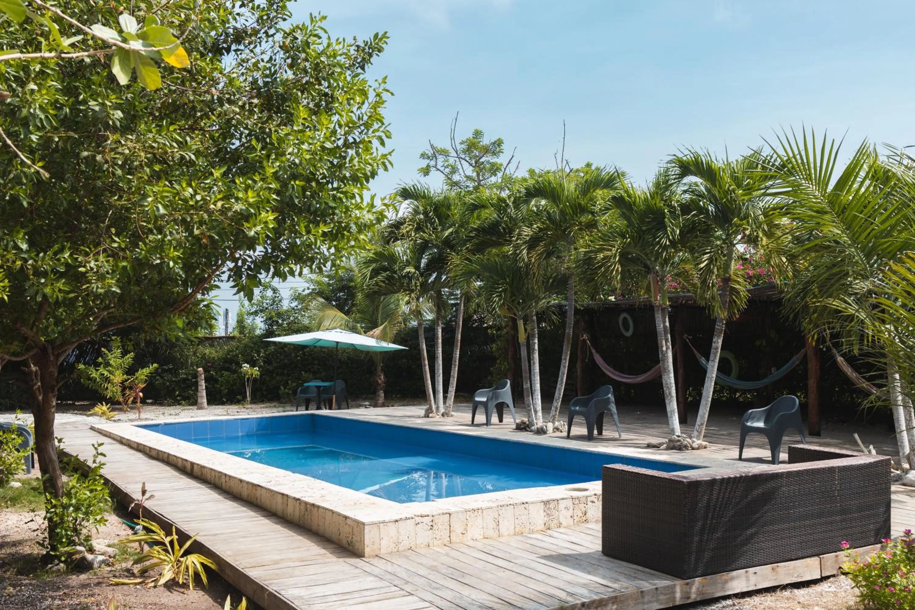 Pool view in Santuario Beach Hostel