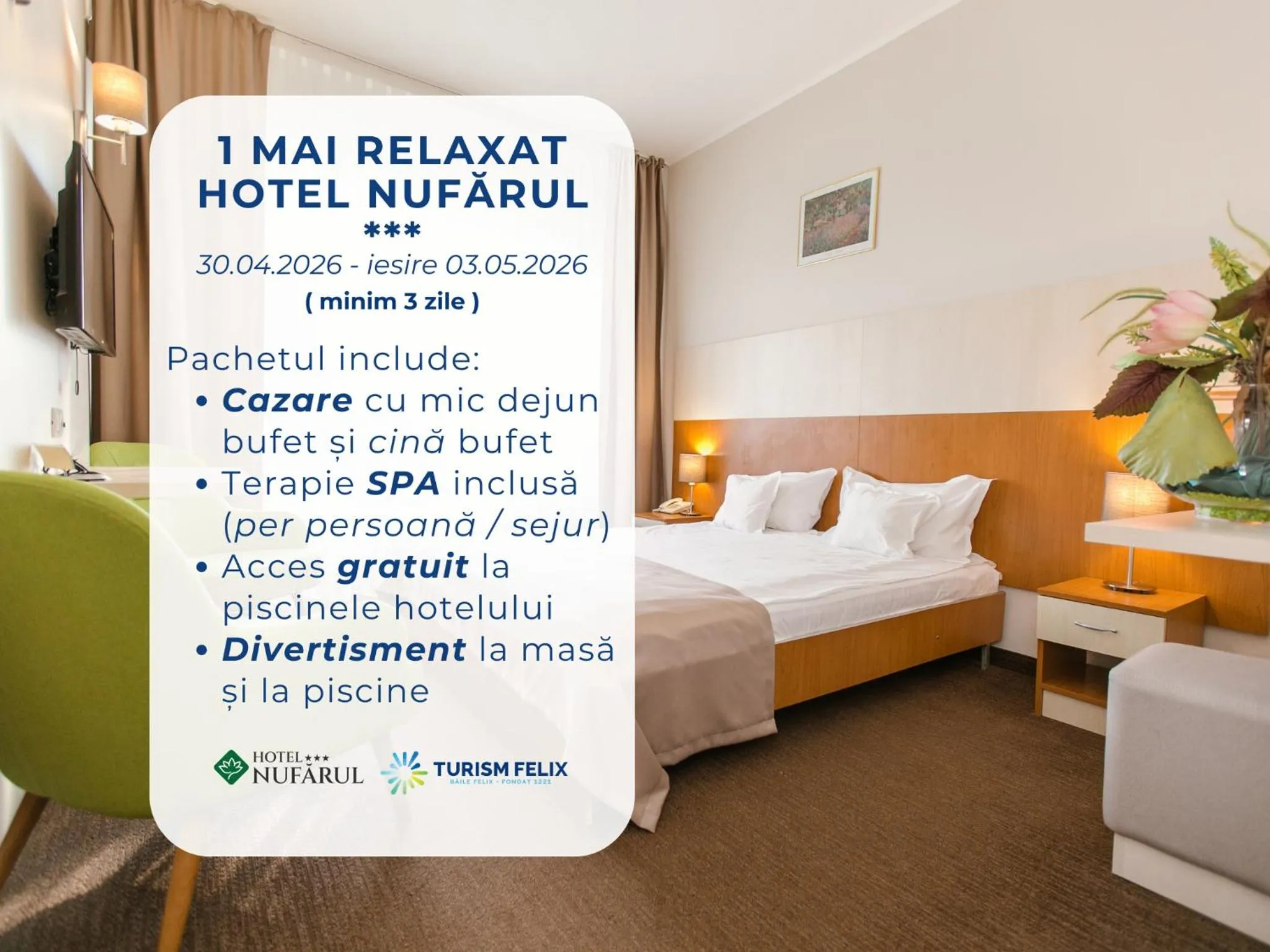 Bed in Hotel Nufarul