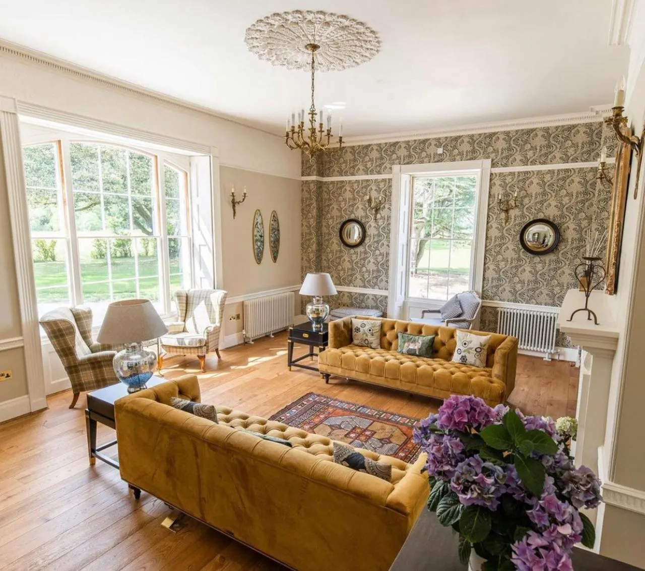 Living room in Reymerston Hall