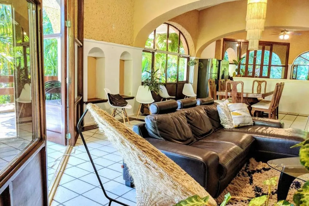 Living room in Steps to Ocean Huge Beach Villa Private Pool in Exclusive Fase 1 Playacar