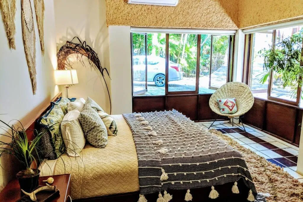 Bed in Steps to Ocean Huge Beach Villa Private Pool in Exclusive Fase 1 Playacar