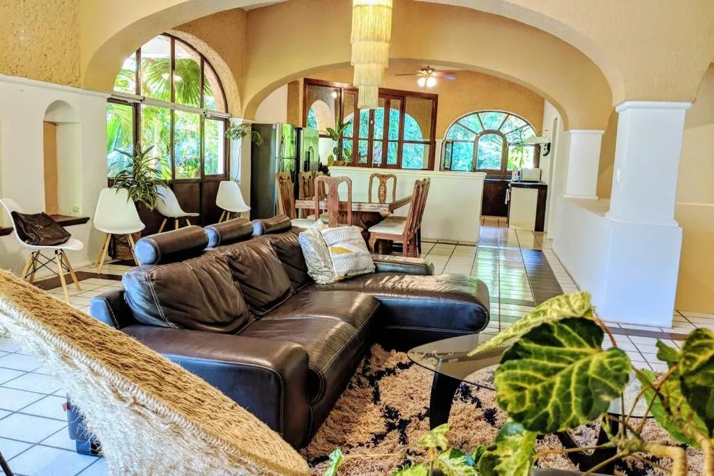 Living room in Steps to Ocean Huge Beach Villa Private Pool in Exclusive Fase 1 Playacar