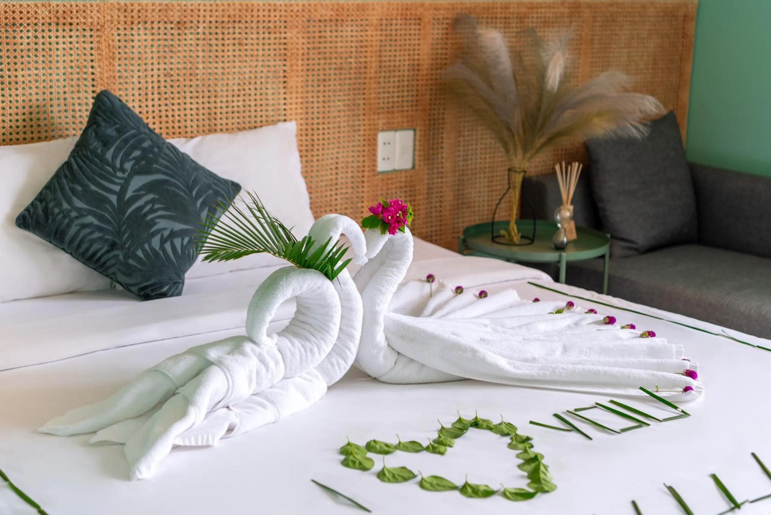 Decorative detail, Bed in Leaf Hotel Phu Quoc