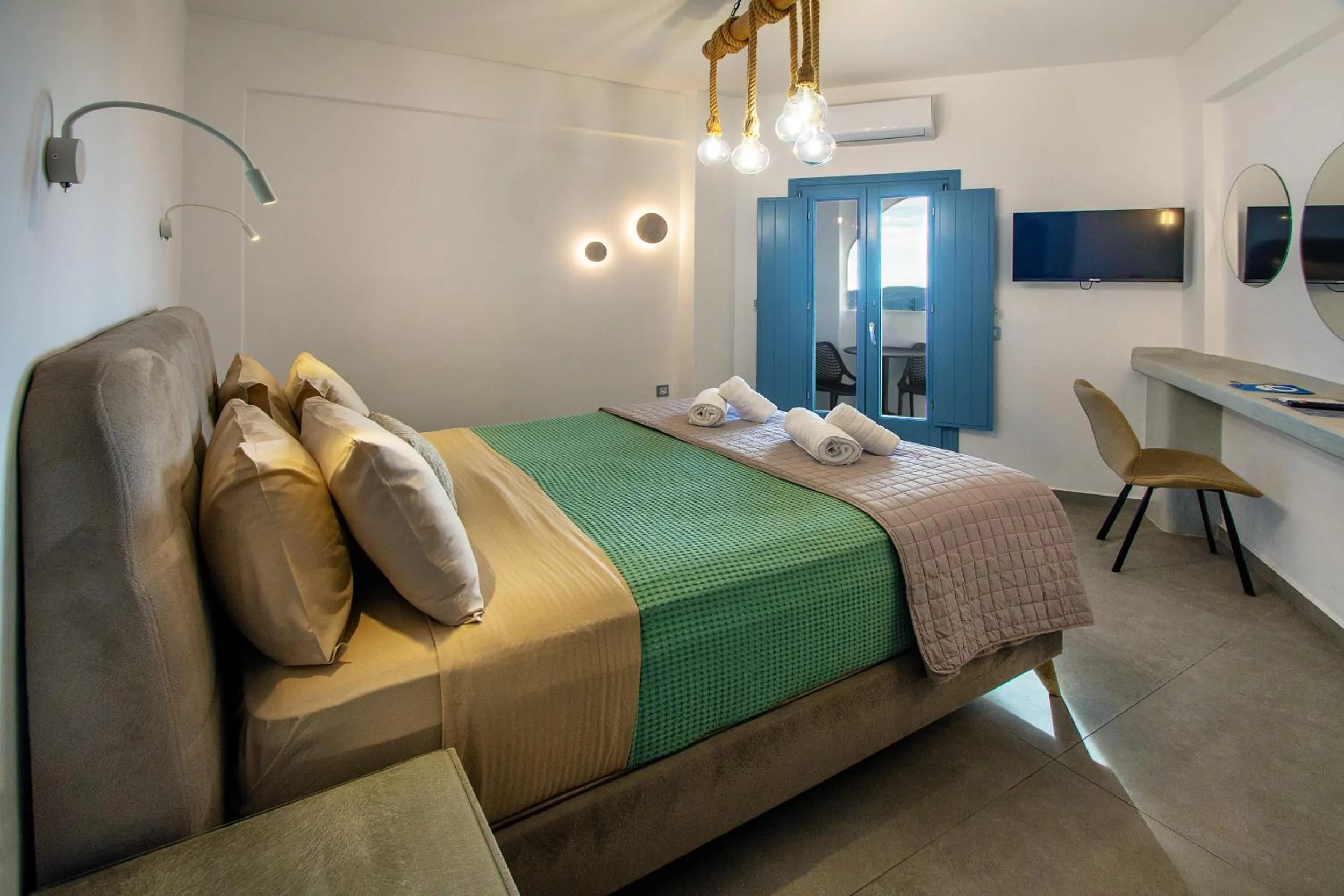 Bed in Aegean Blue Suites
