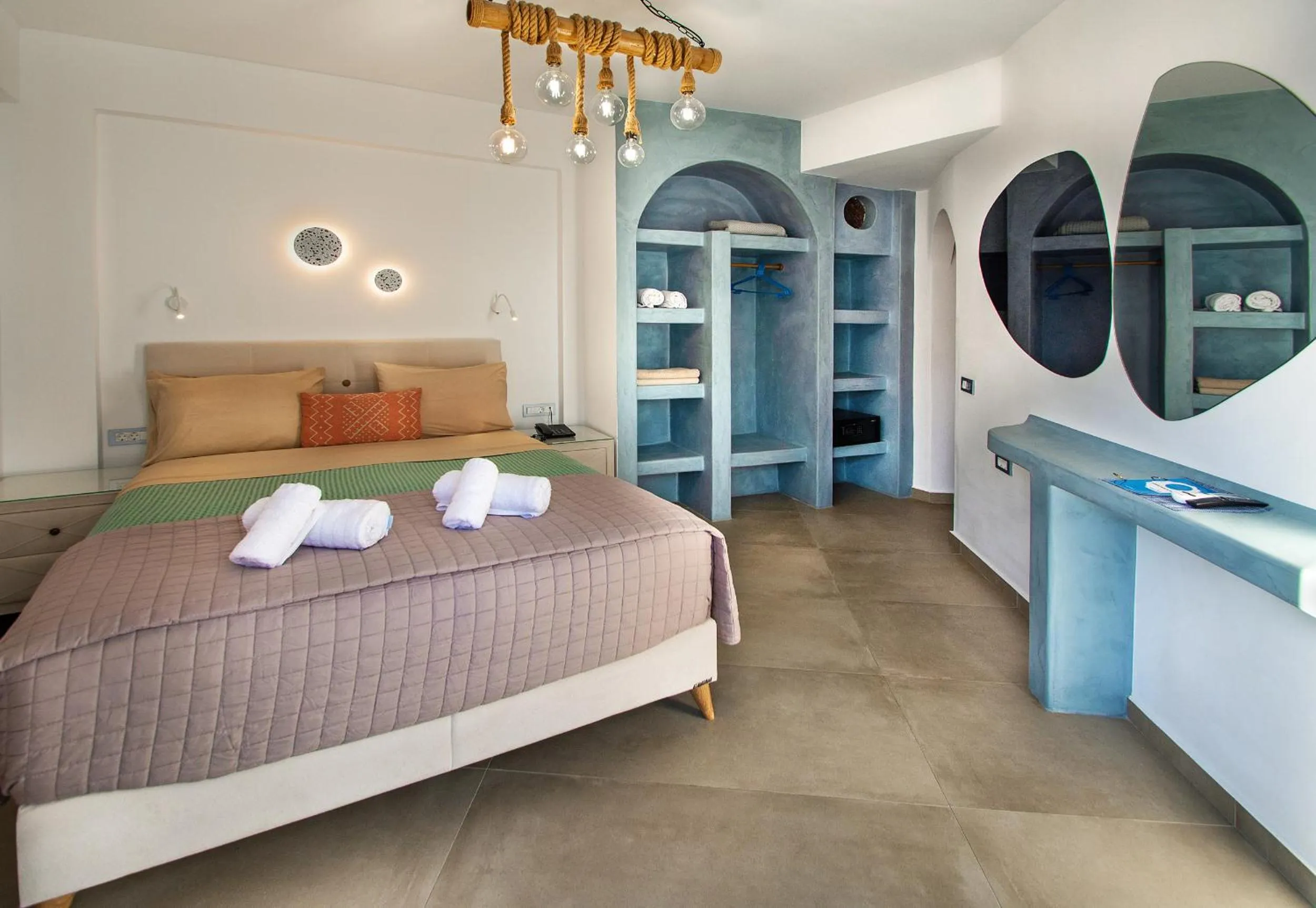 Bed in Aegean Blue Suites