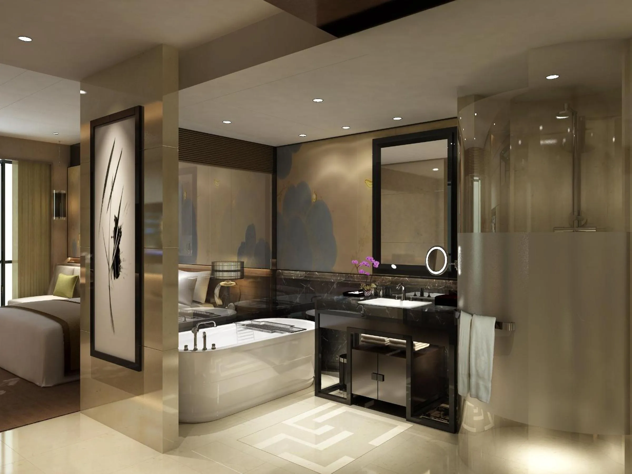 Bathroom, Bed in Crowne Plaza Chengdu West by IHG