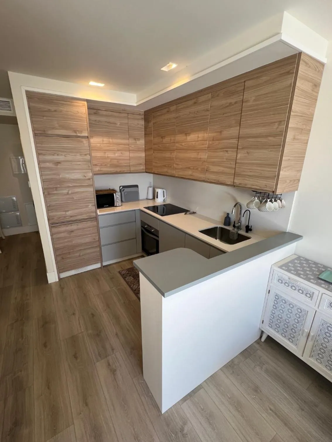 Kitchen or kitchenette, Bed in La Puerta de Nerja BOUTIQUE - Adults Recommended