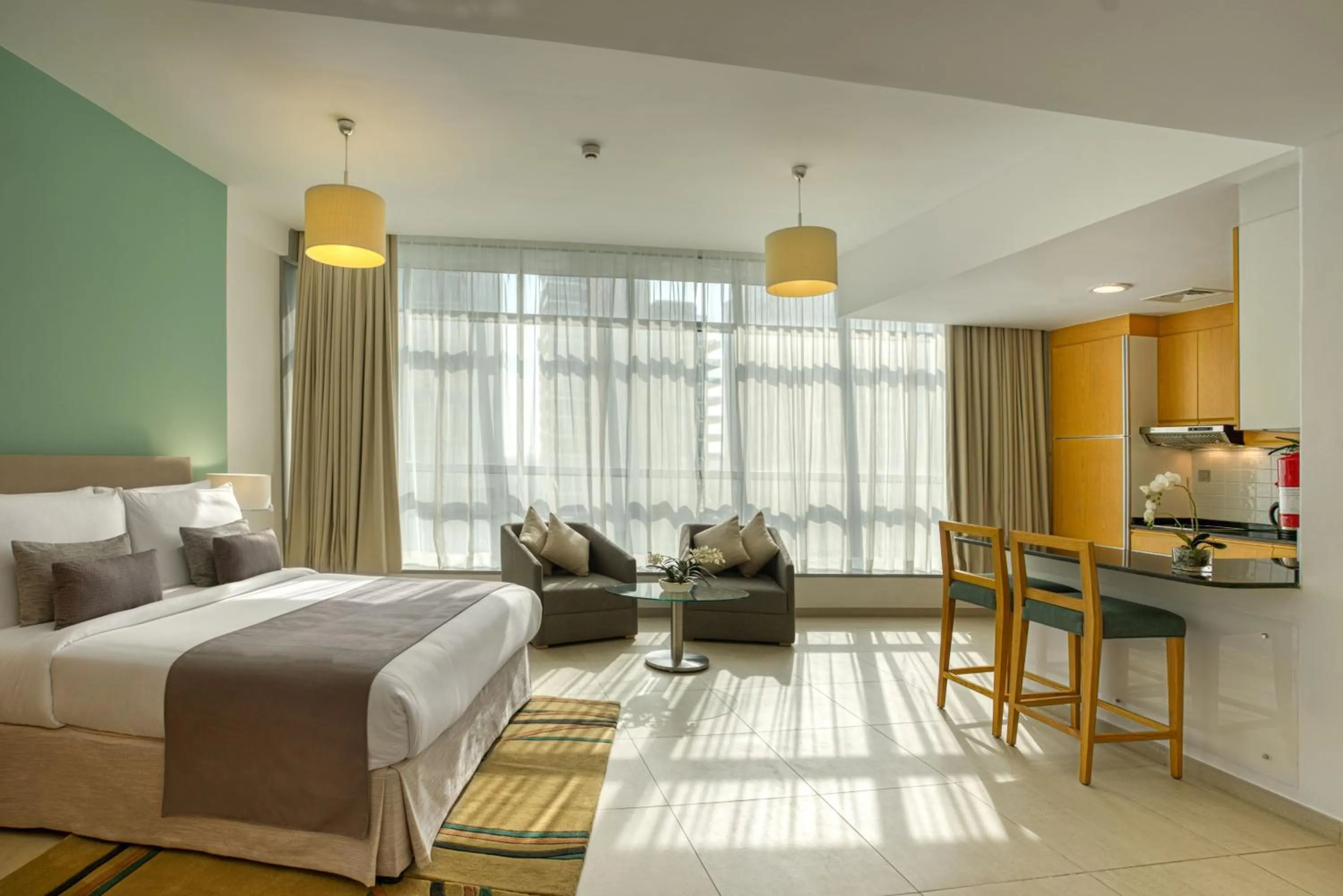 Bedroom, Bed in Grand Heights Dubai Hotel Apartments