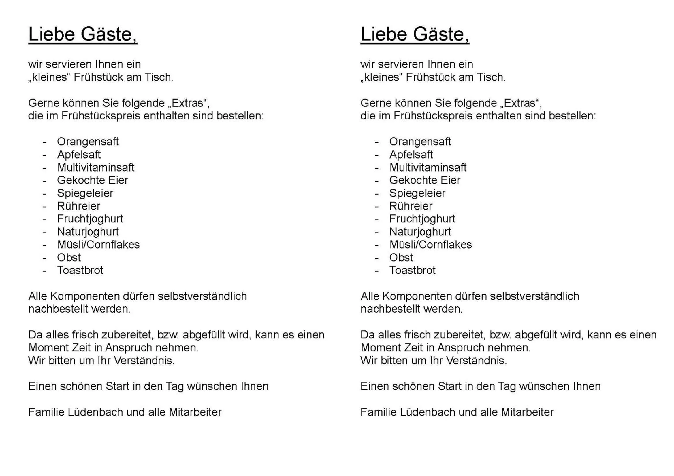 Breakfast in Hotel Restaurant Lüdenbach