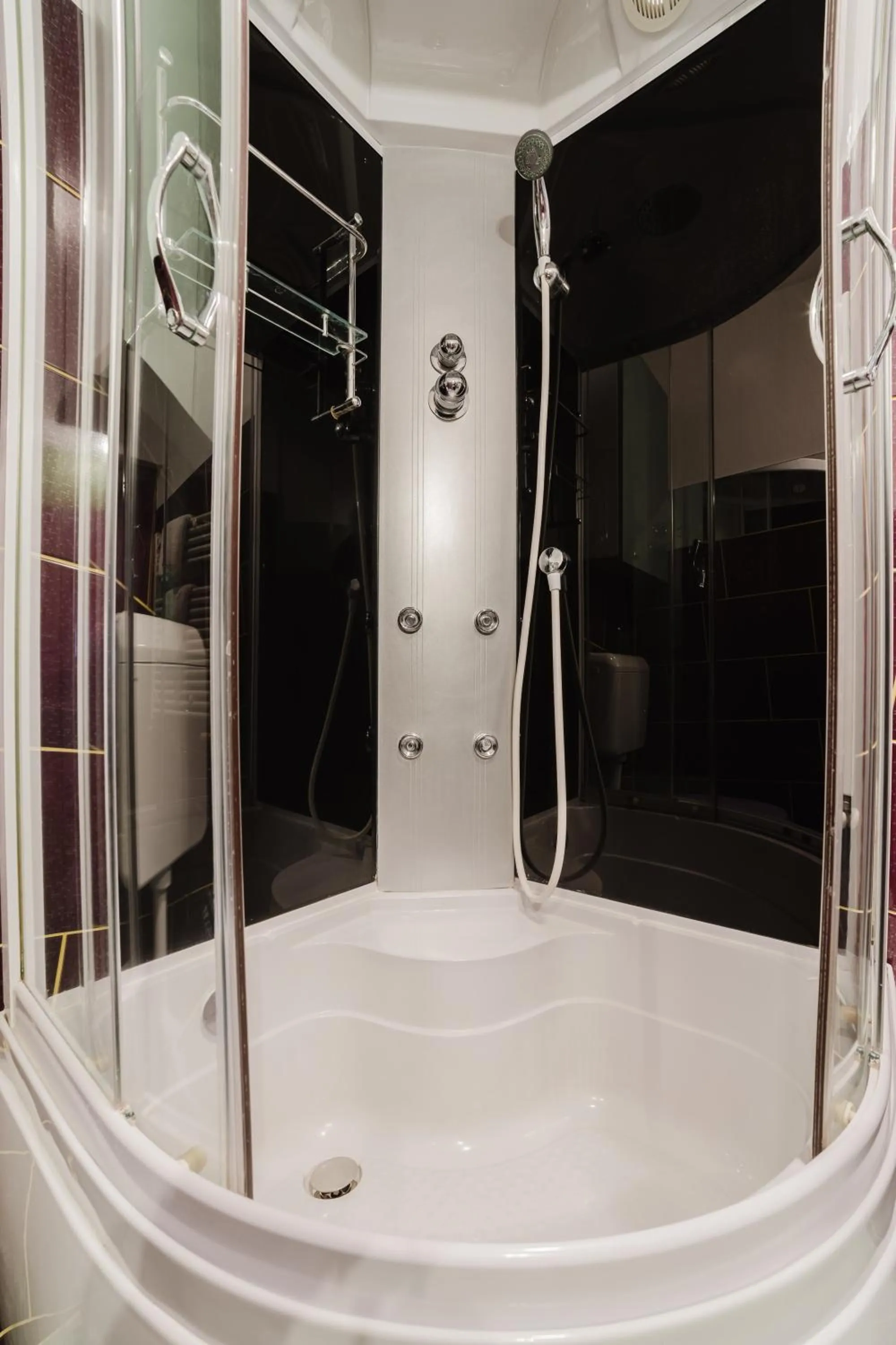 Shower in ALBERT RESIDENCE Brasov with complimentary parking and 10 percent Food and Drinks