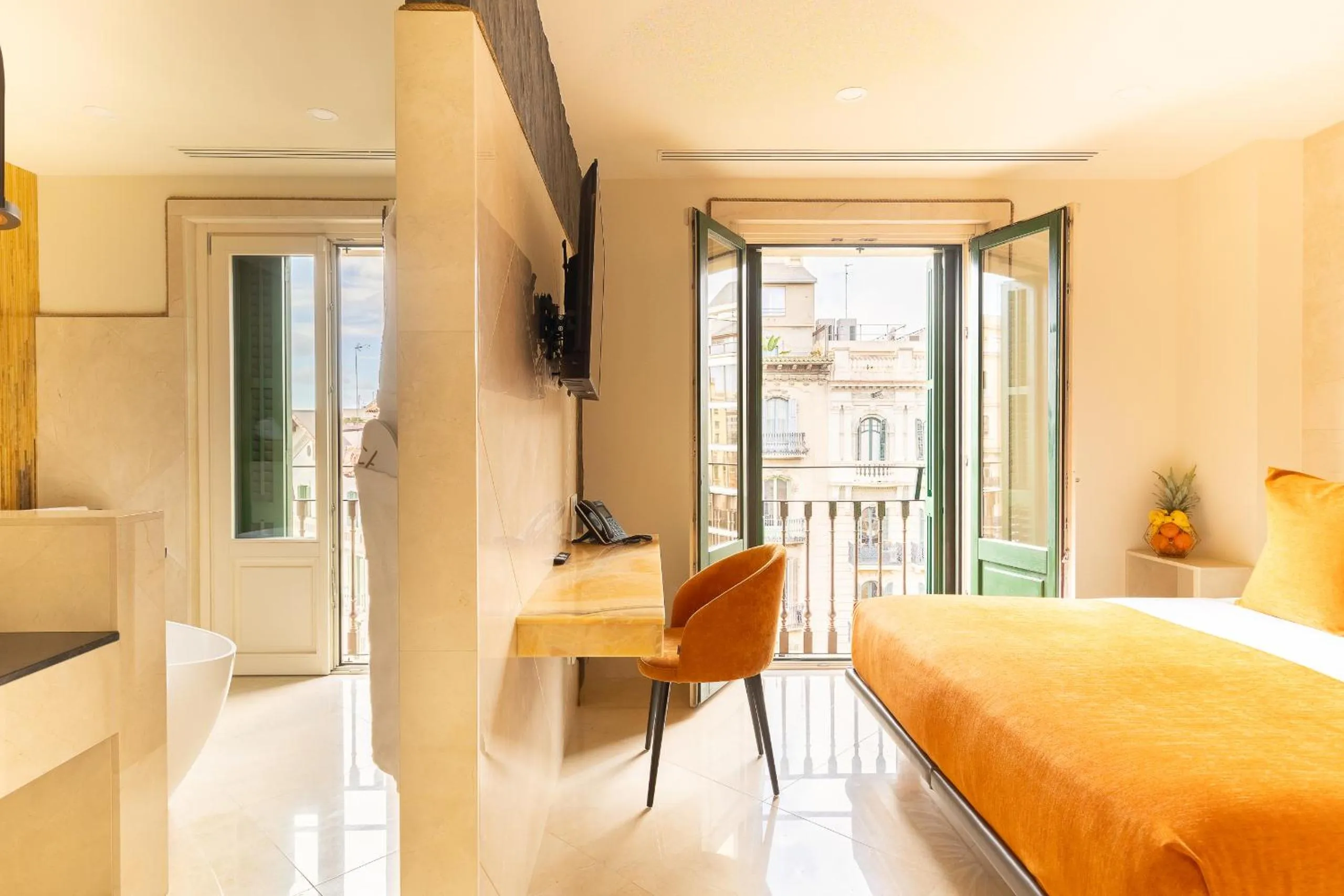 View (from property/room), Bed in Cosmo Apartments Rambla Catalunya