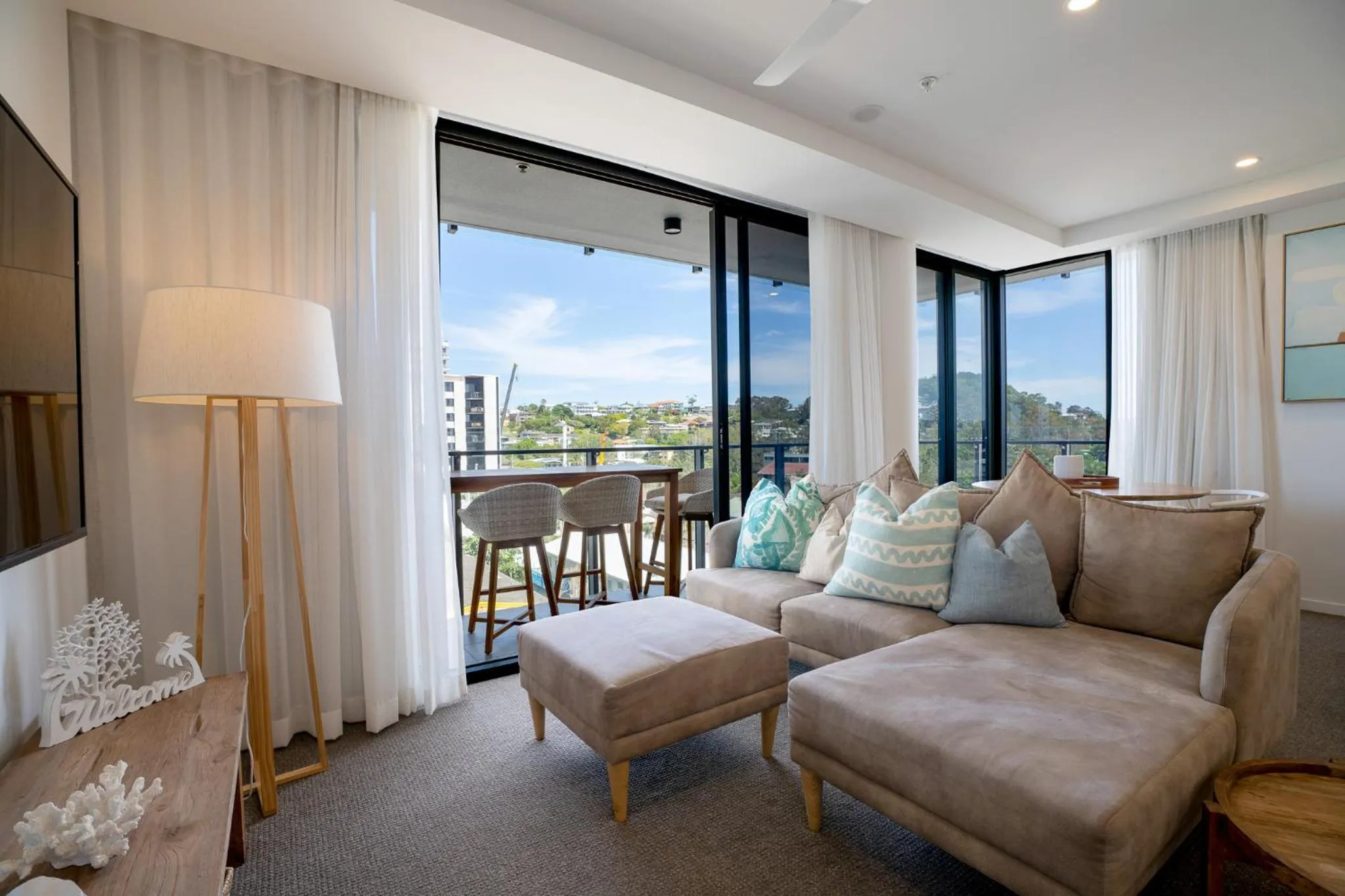 View (from property/room), Bed in X Kirra Apartments