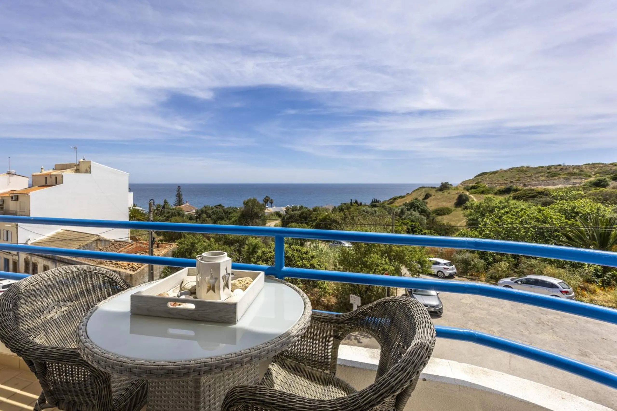 Balcony/Terrace in CoolHouses Algarve Luz, 2 Bed top floor flat, amazing sea view, central. Delicia do Sol