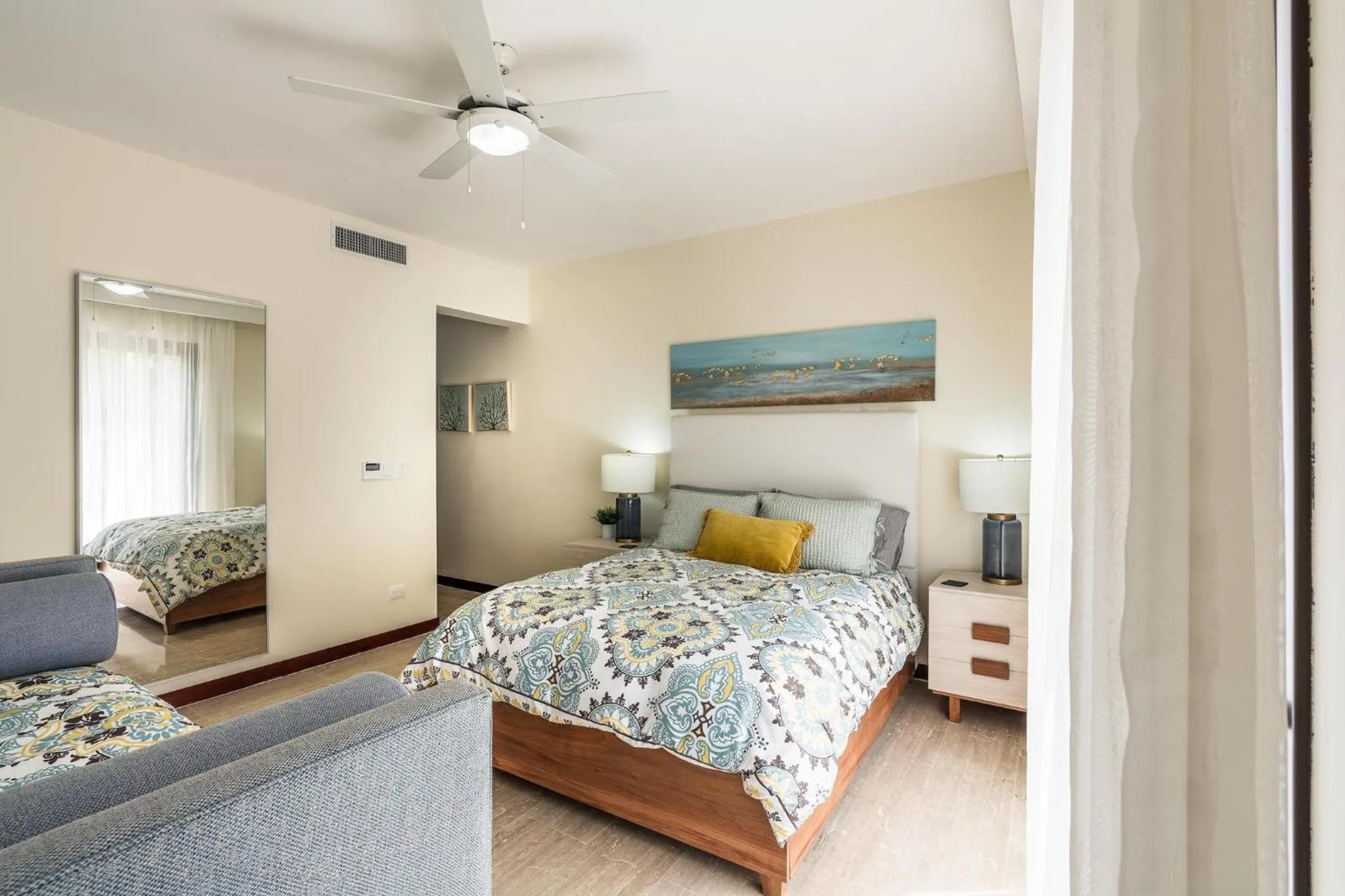 Bed in 3BR apartment with balcony in Portillo - Terrenas