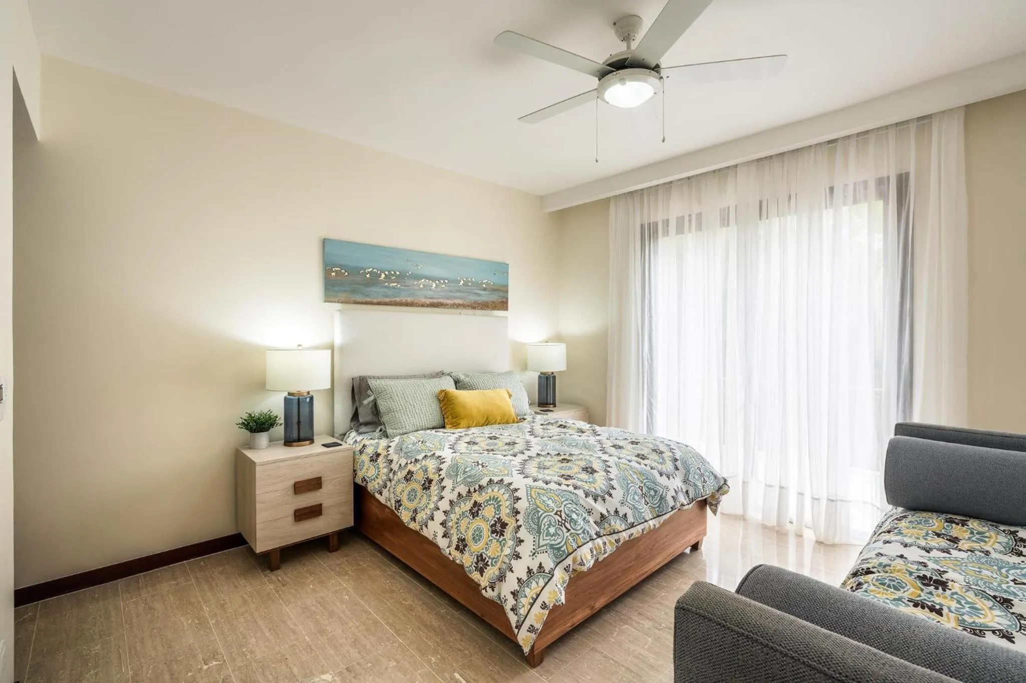 Bed in 3BR apartment with balcony in Portillo - Terrenas