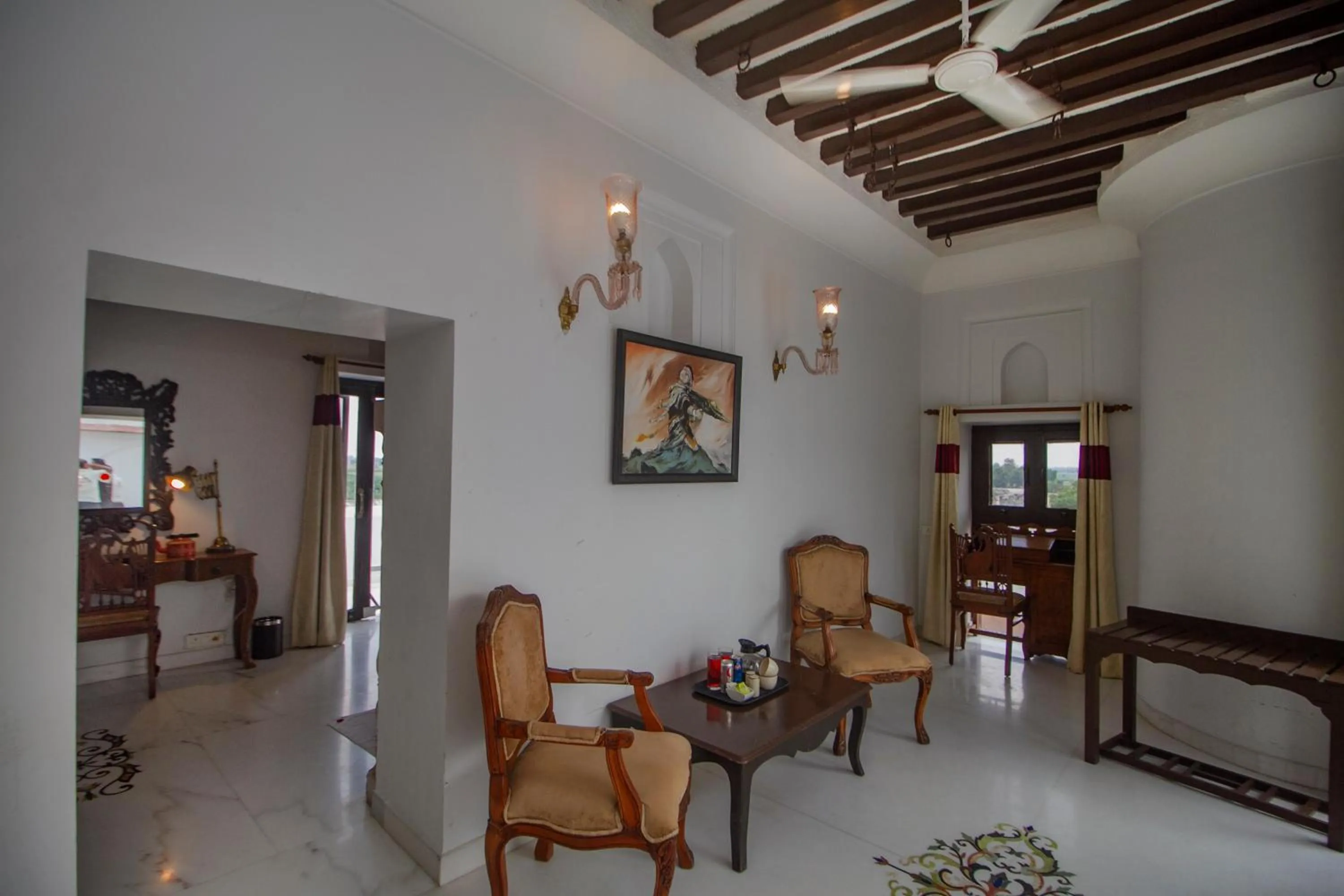 Seating area in Amritara Chandra Mahal Haveli, Bharatpur