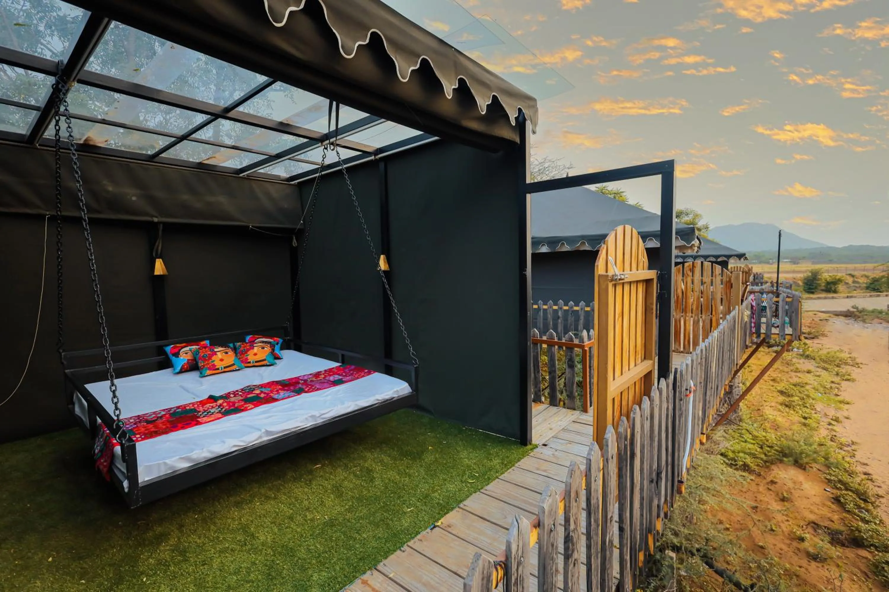 Bed in Foothill Pushkar Resort