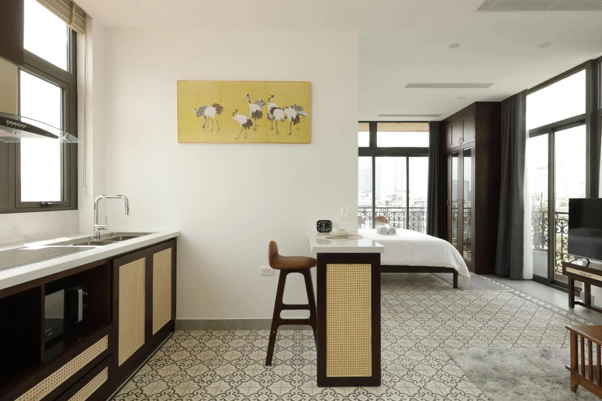 TV and multimedia, Bed in Mersey Central Hanoi Apart'Hotel