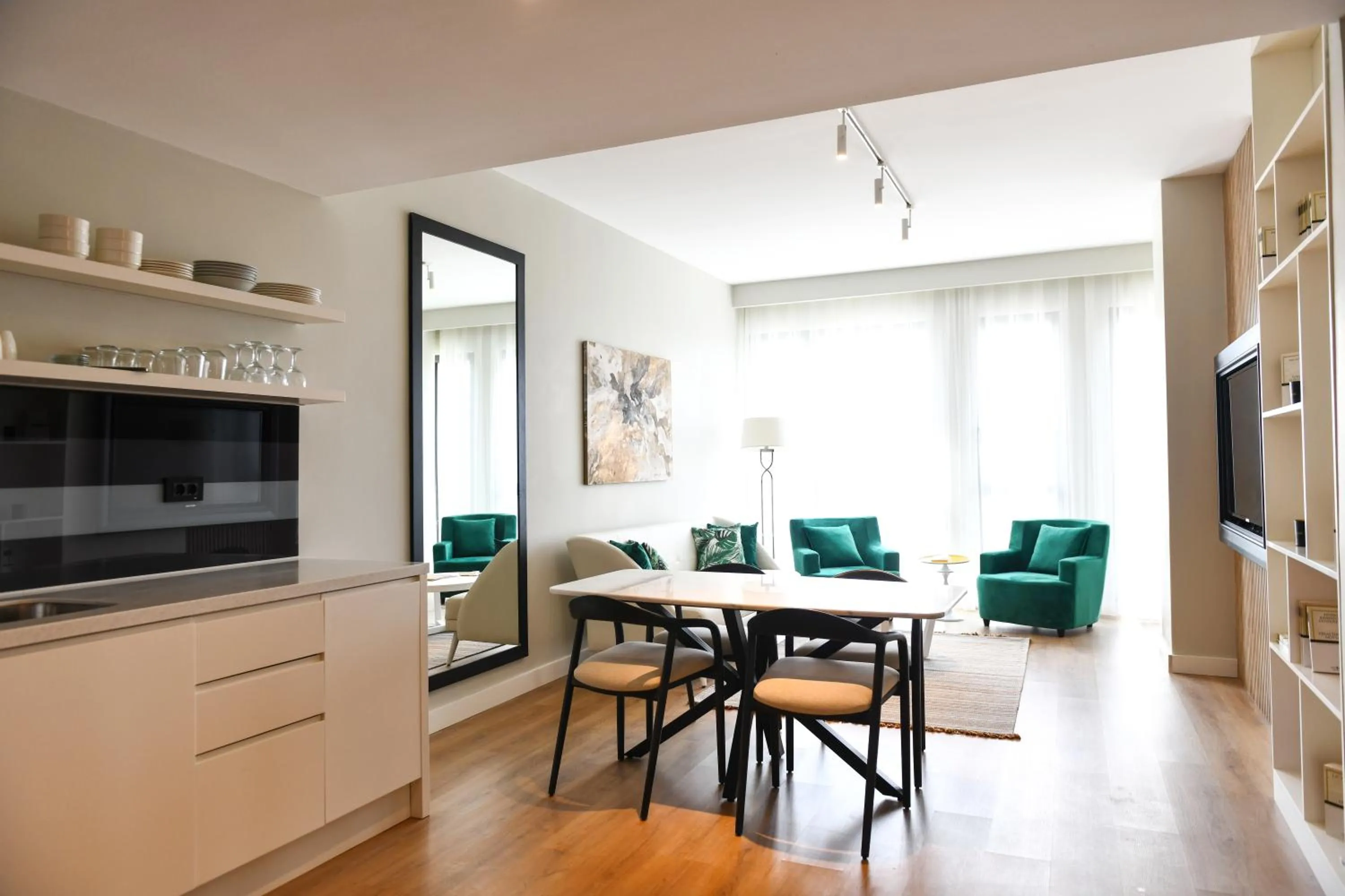 Kitchen or kitchenette in G Tower Furnished Apartment Rentals