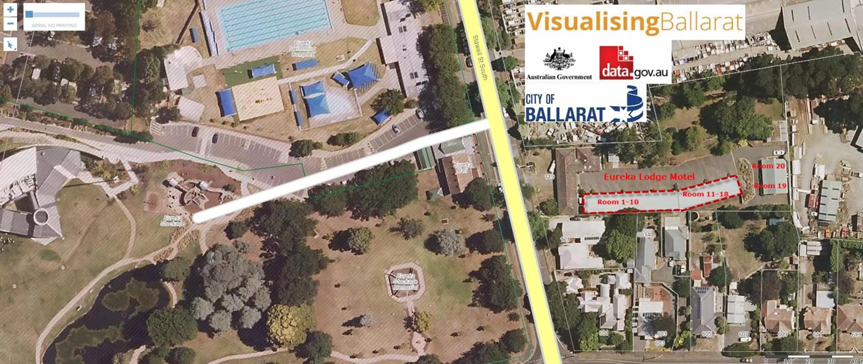 Bird's eye view in Ballarat Eureka Lodge Motel