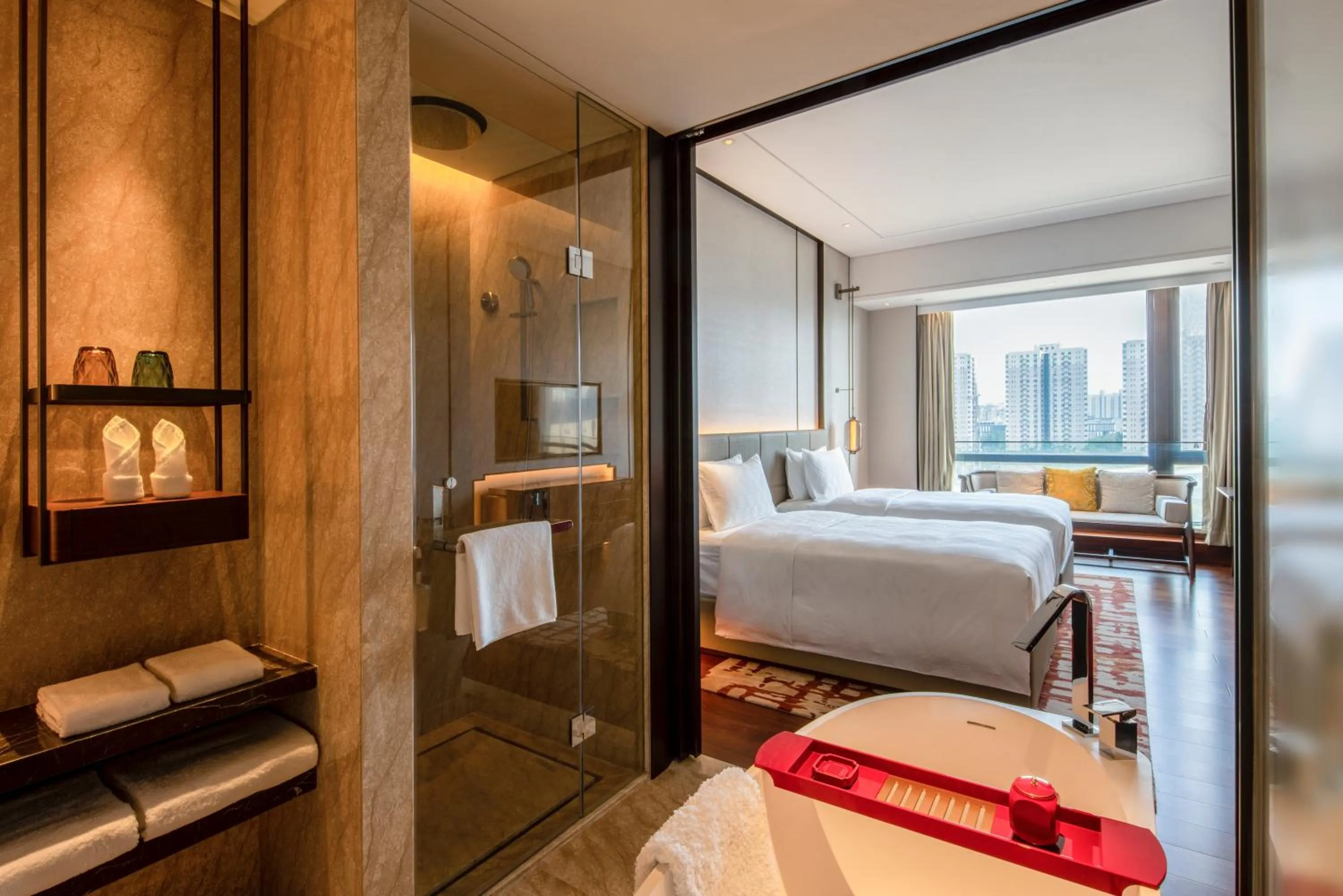 View (from property/room), Bed in HUALUXE Beijing Xinan