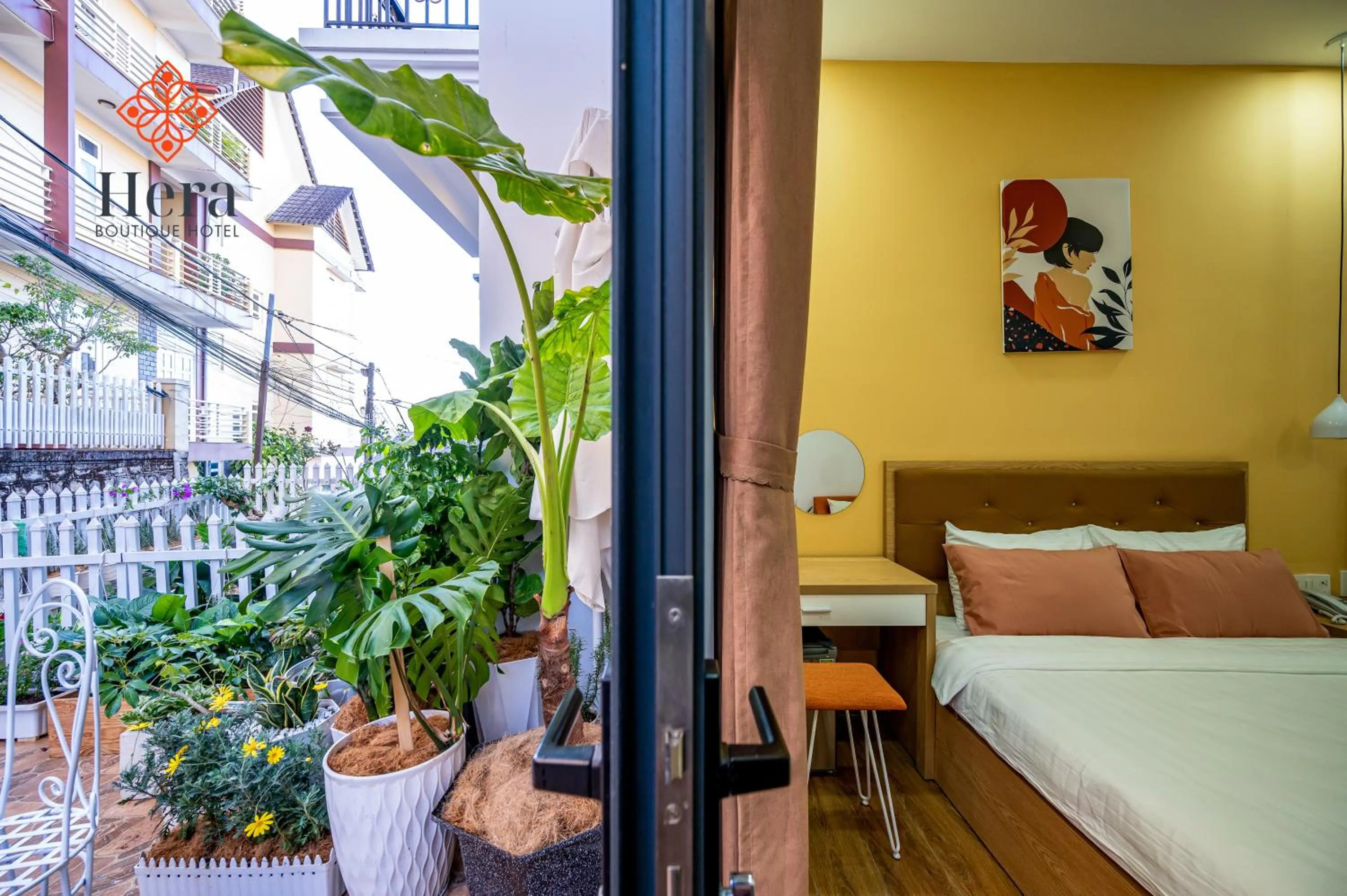 Patio, Bed in Hera Boutique Hotel