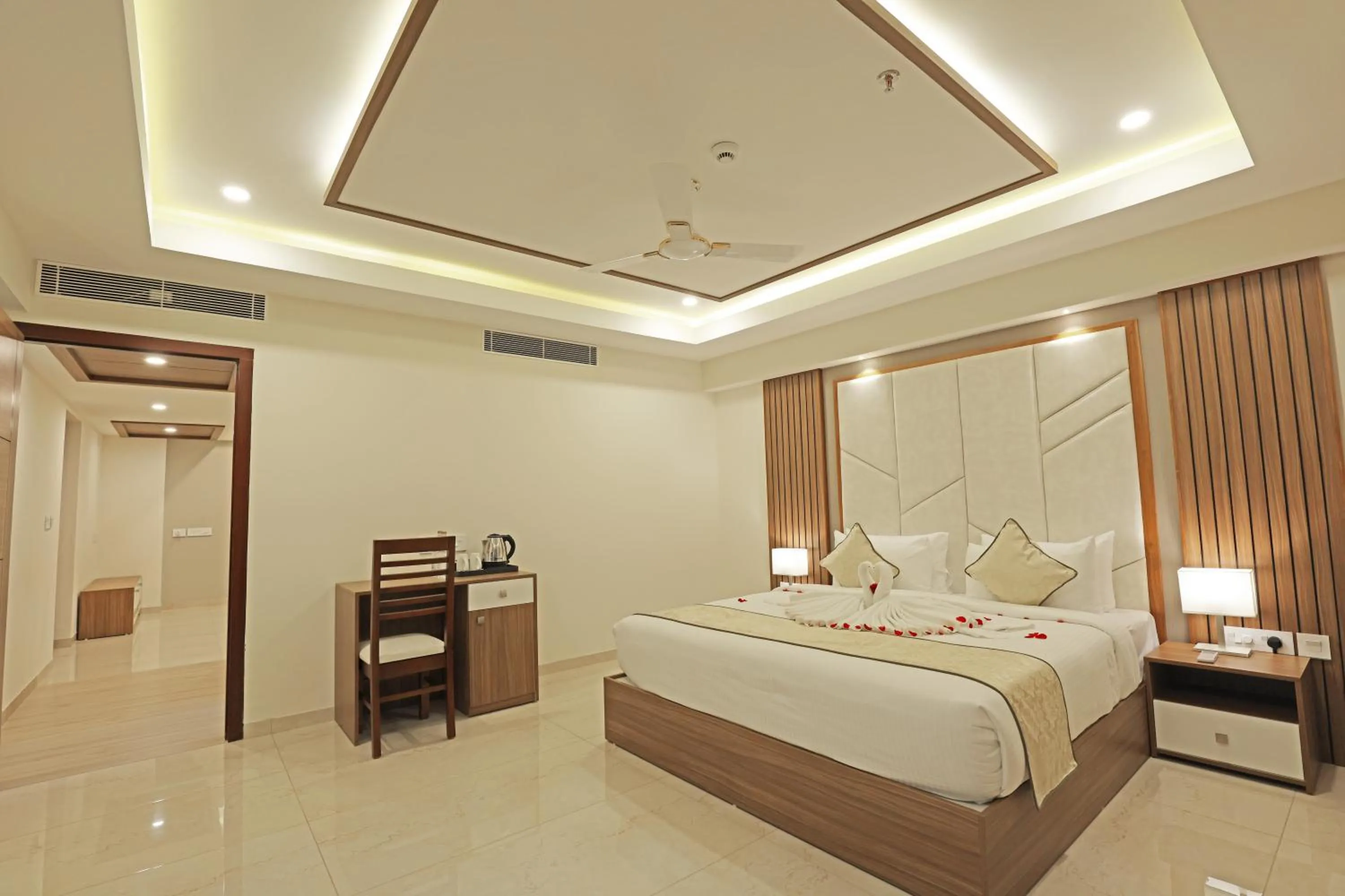 Bedroom, Bed in Krishnavalsam Regency