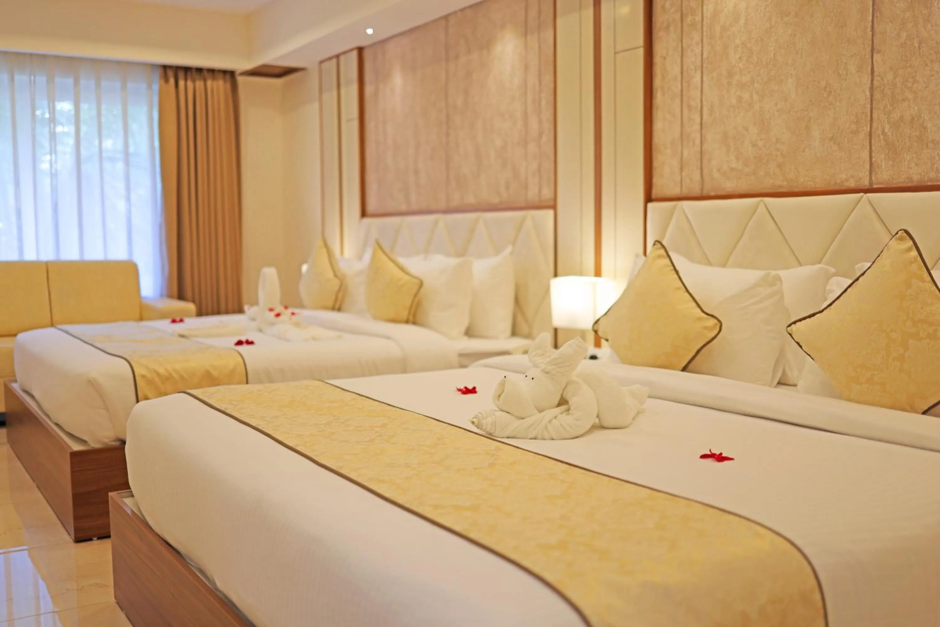 Bedroom, Bed in Krishnavalsam Regency