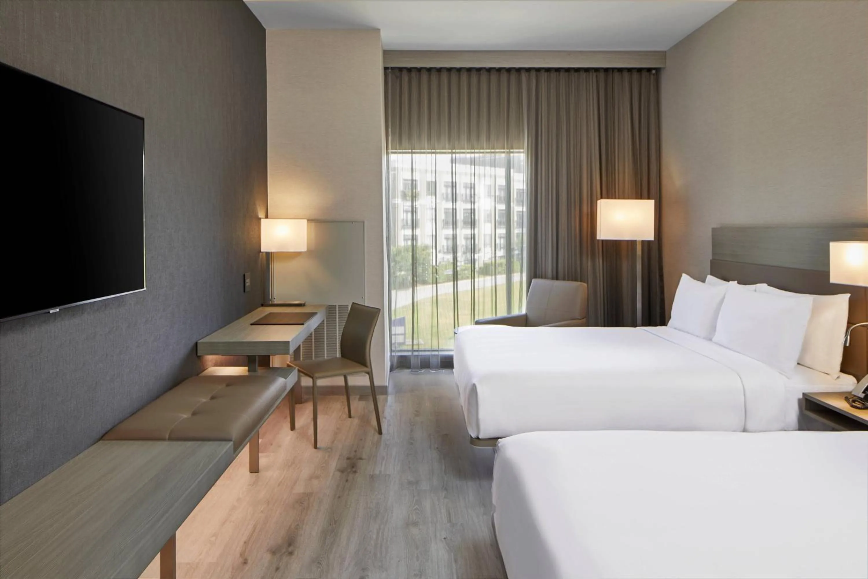 Photo of the whole room, Bed in AC Hotel by Marriott Durham Duke University