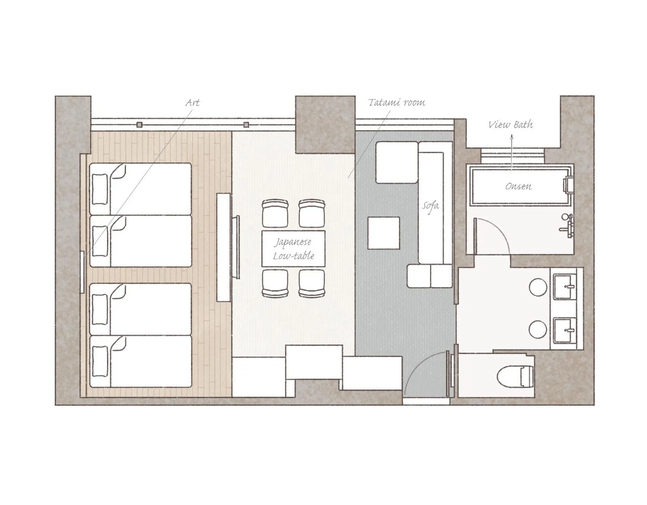 Photo of the whole room in AMANEK Beppu YULA-RE