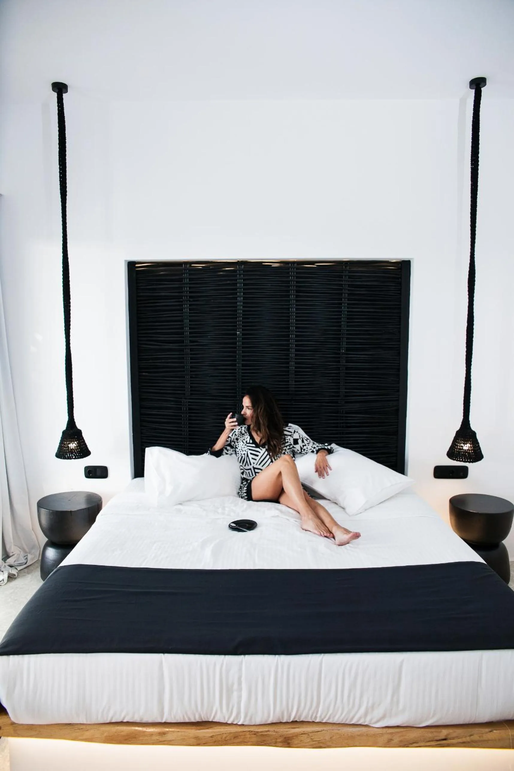 Bed in Agrari Bo Suites by Mykonos Rocks