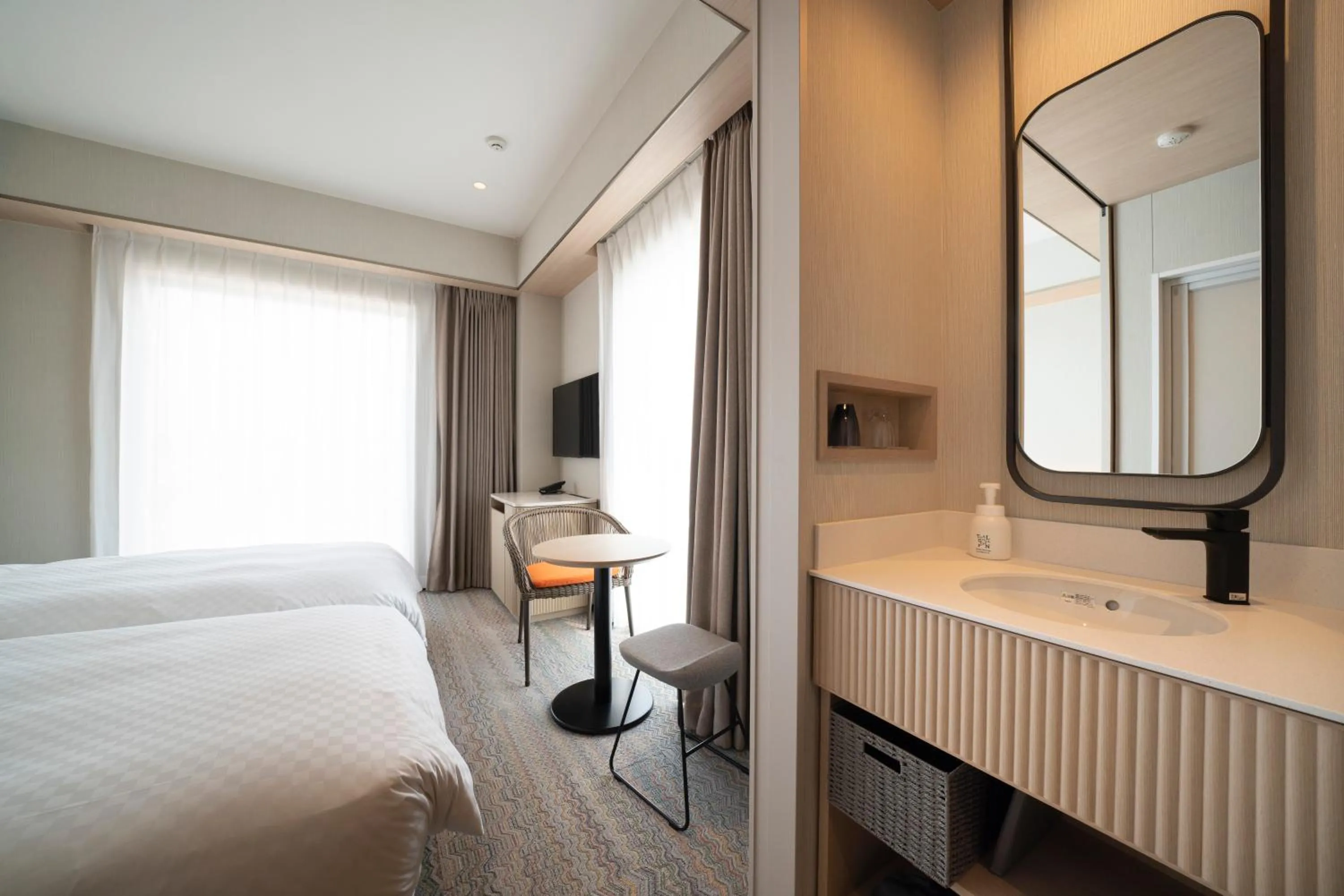 Photo of the whole room, Bed in HOTEL μ STYLE INUYAMA experience