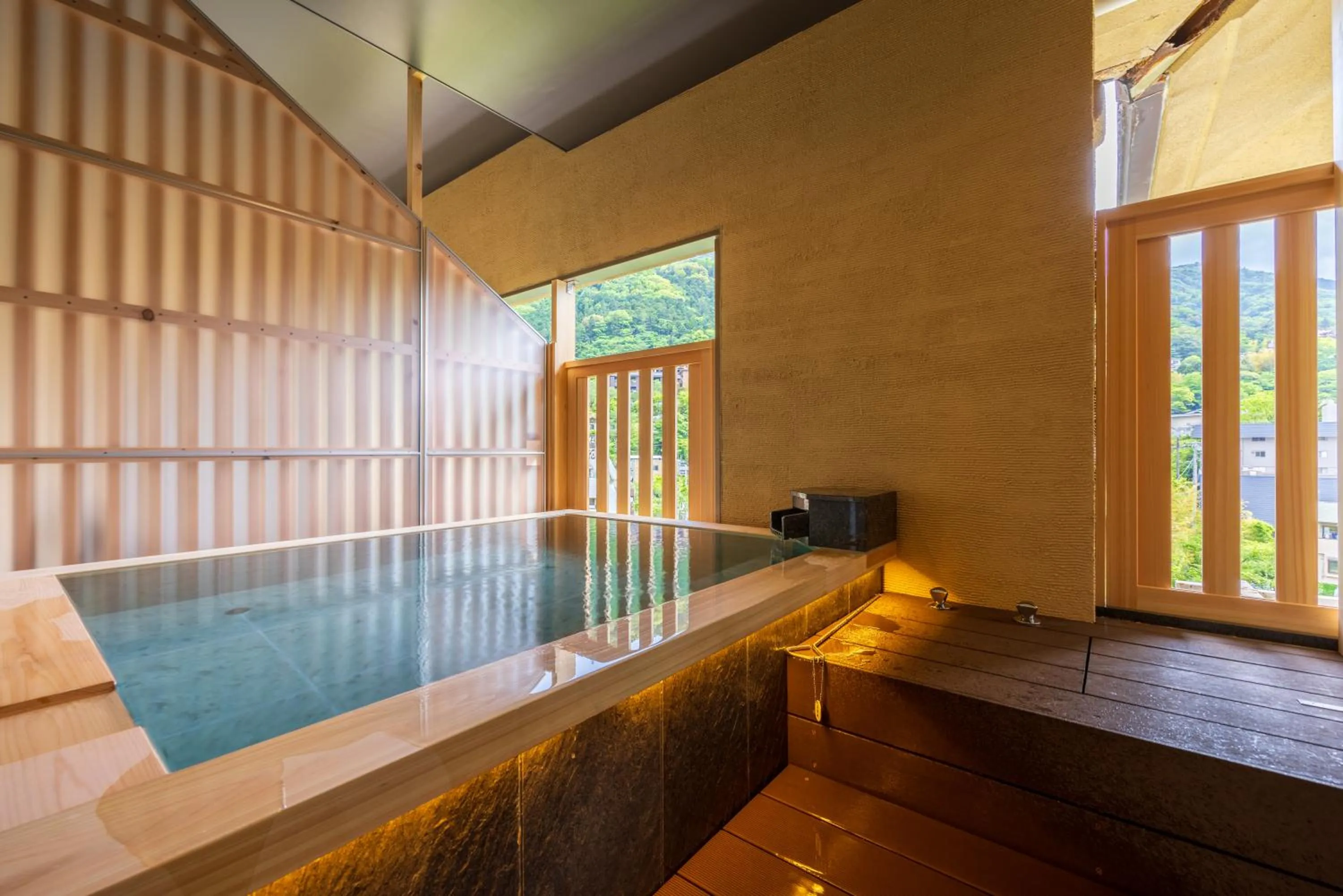 Open Air Bath in Hakone Yumoto Onsen Hotel Kajikaso