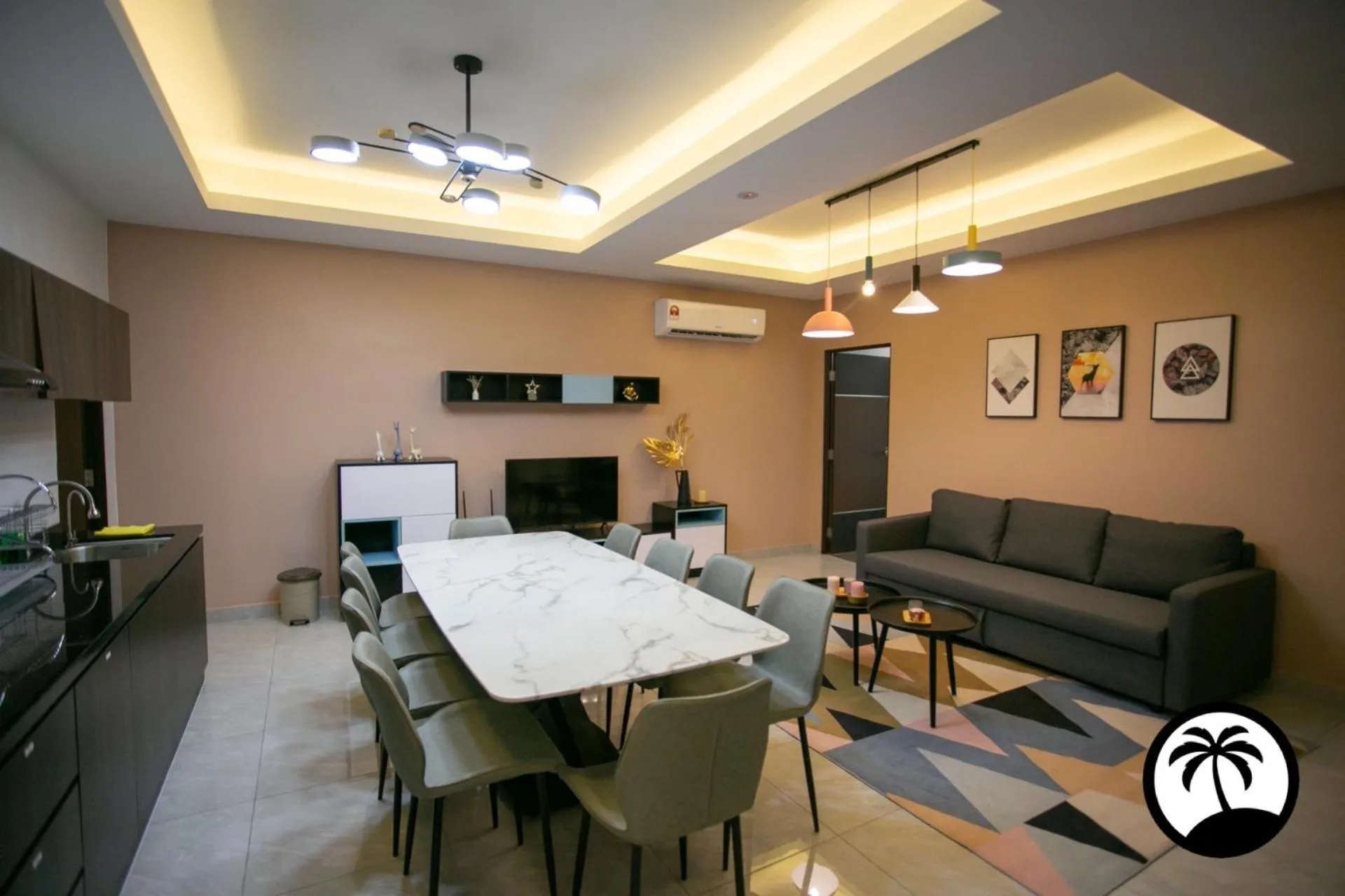 Living room in Paradise Suite at KK Times Square, beside Imago