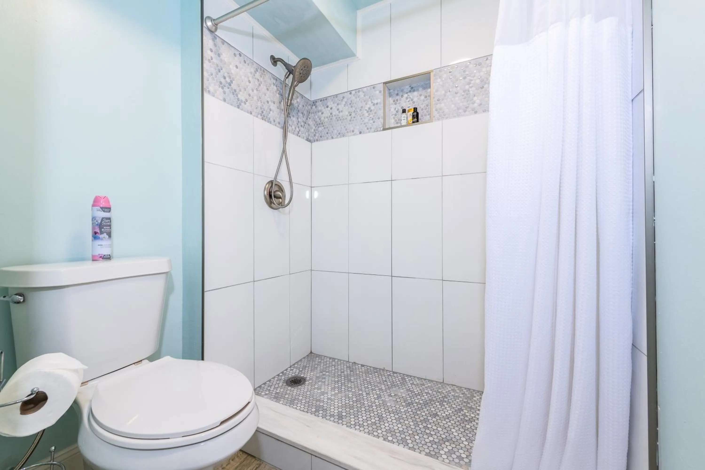 Shower in I Need A Vacay Now! Remodeled Studio